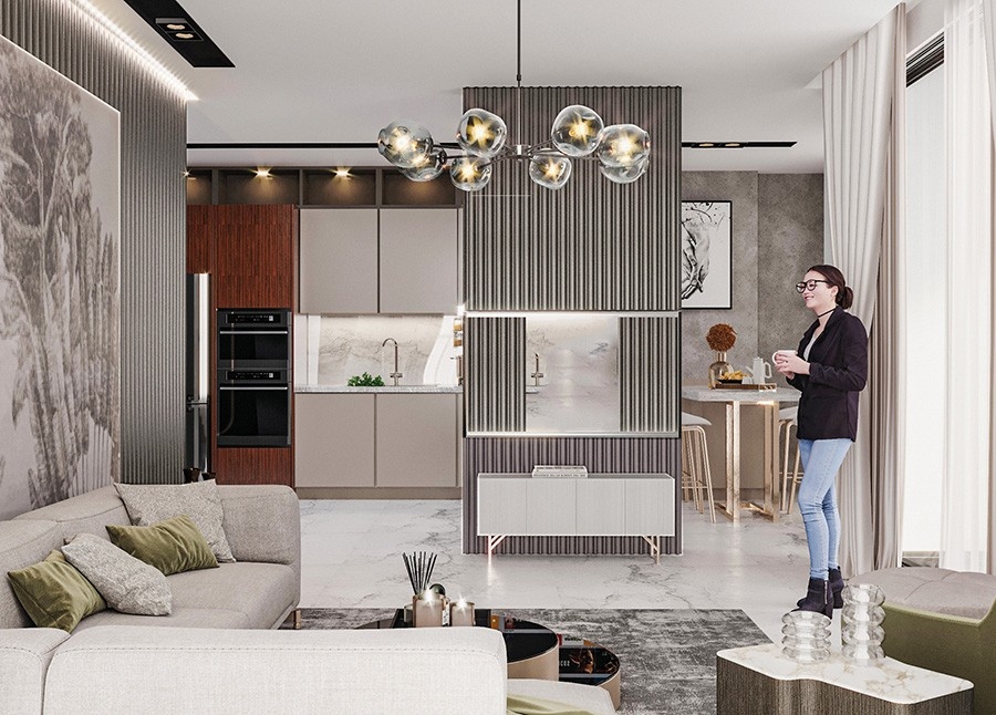 Luxuriöse 1+1 Wohnung mit Meerblick und Bergblick in Mahmutlar