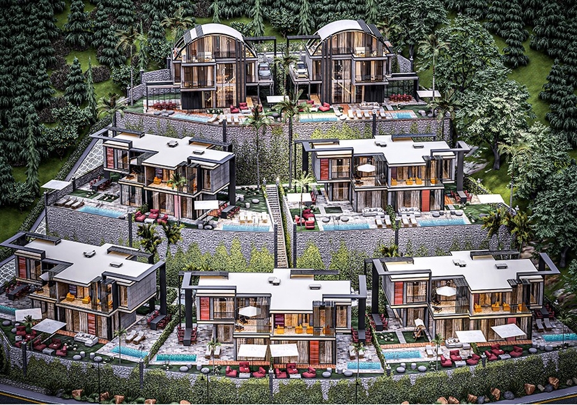 Ylellinen 3+1 Villa meri- ja vuorinäköaloilla, Alanya-Kargicak