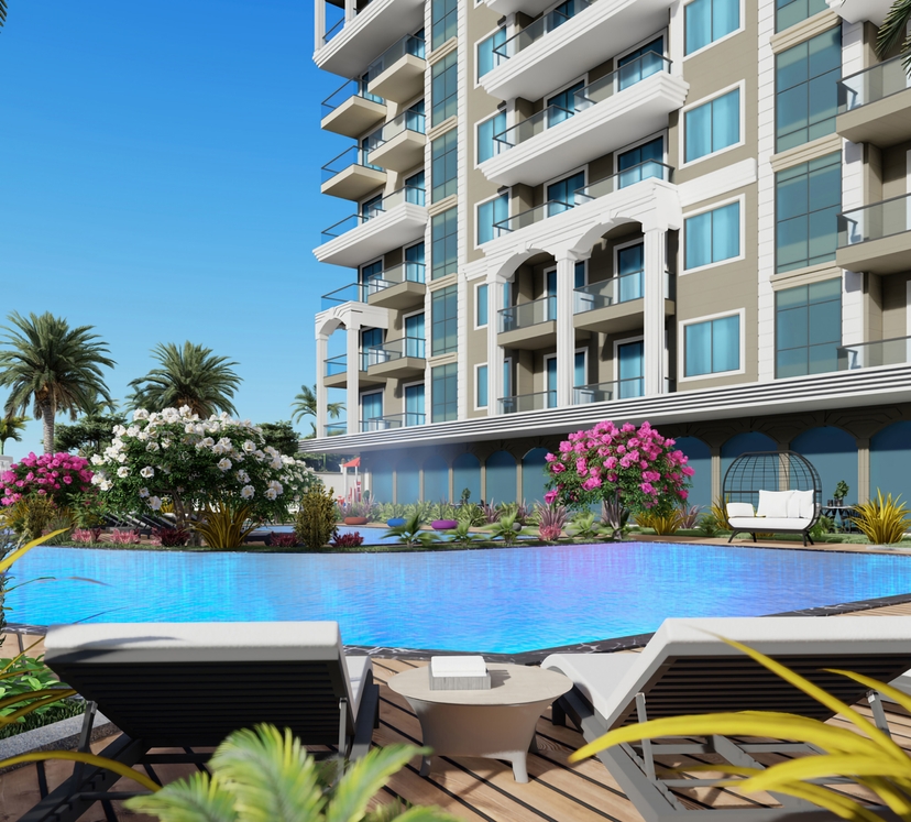Luxury 1+1 Apartment with Sea and Mountain Views in Avsallar, Alanya