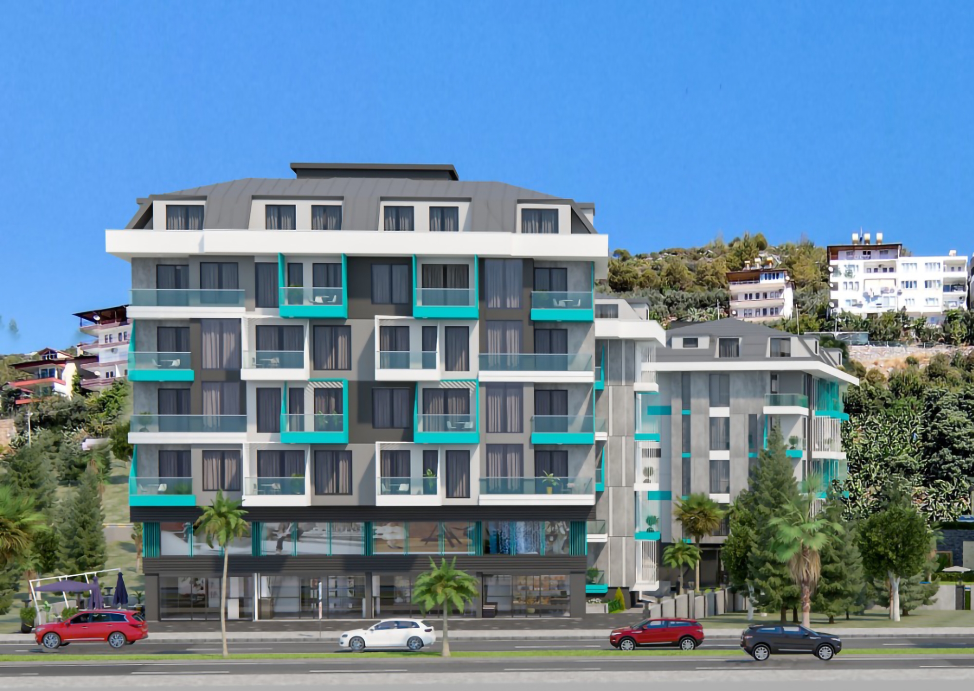 2+1 Wohnung mit Meerblick und Bergblick, Alanya Zentrum