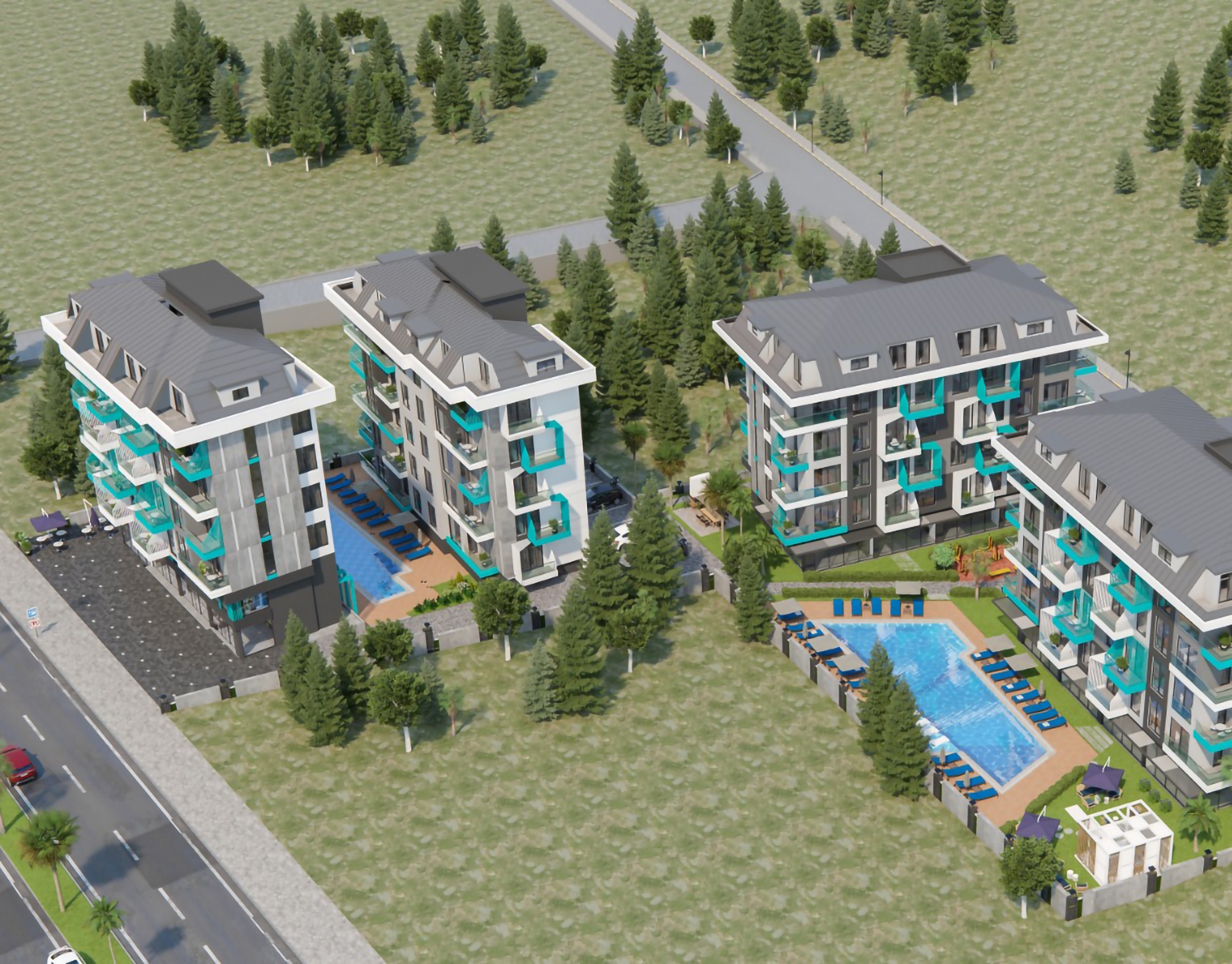 2+1 Wohnung mit Meerblick und Bergblick, Alanya Zentrum