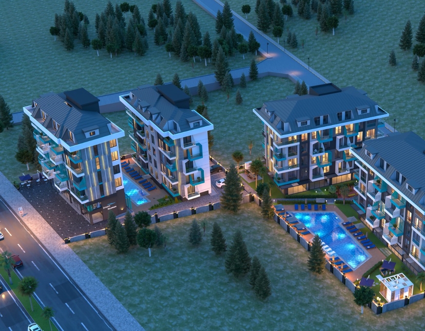2+1 Wohnung mit Meerblick und Bergblick, Alanya Zentrum