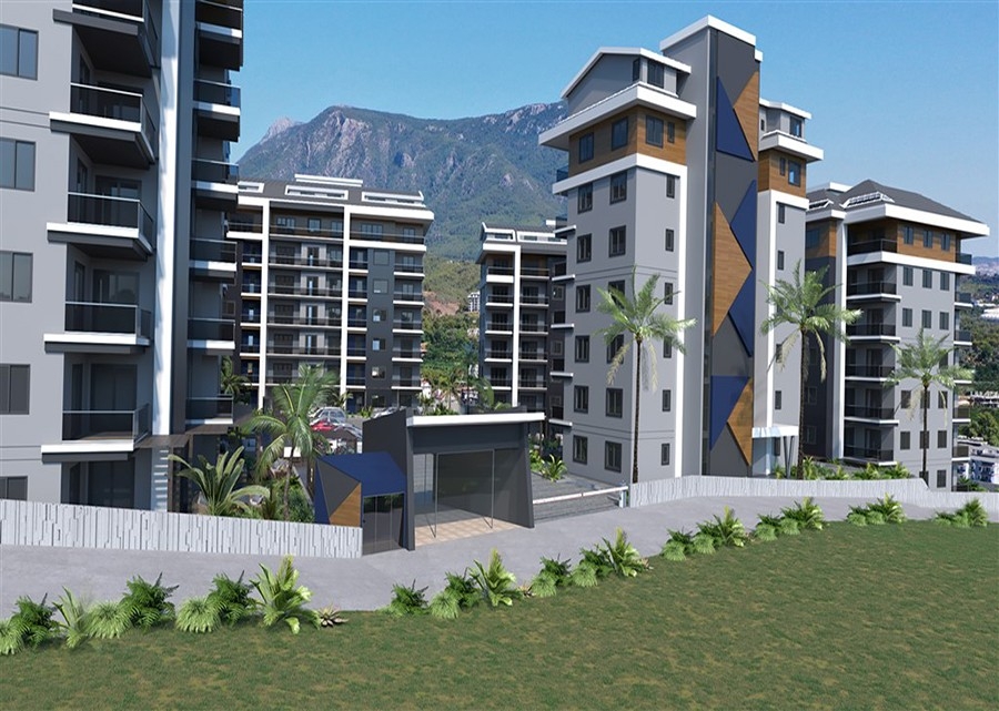 Lyxig 1+1 lägenhet med utsikt över bergen i Alanya - Oba