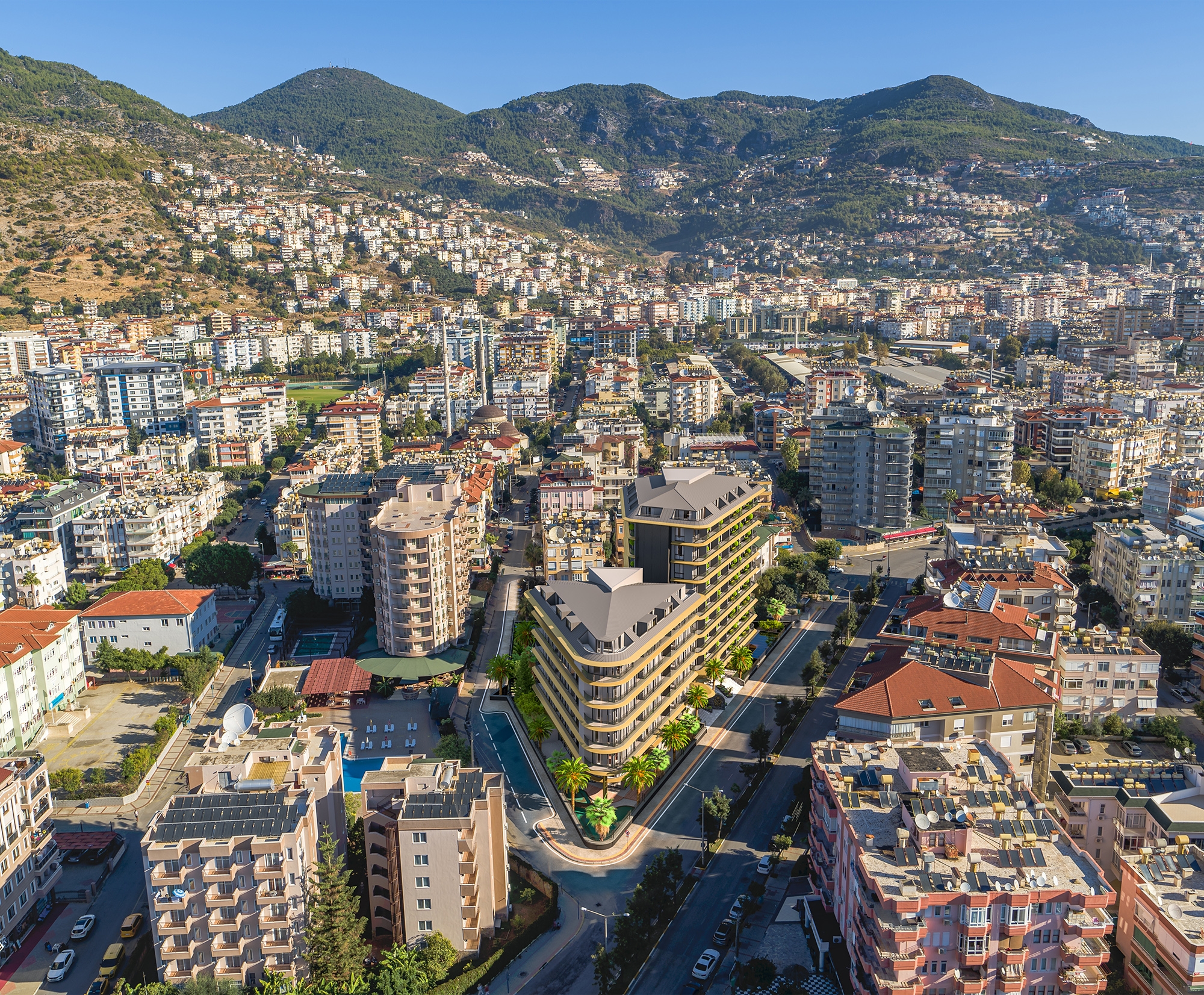 Luksus 1+1 Lejlighed med Bjergudsigt i Alanya Centrum