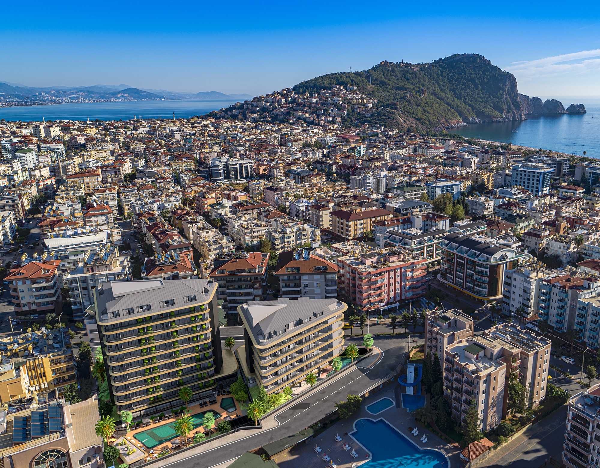 Luksus 1+1 Lejlighed med Bjergudsigt i Alanya Centrum