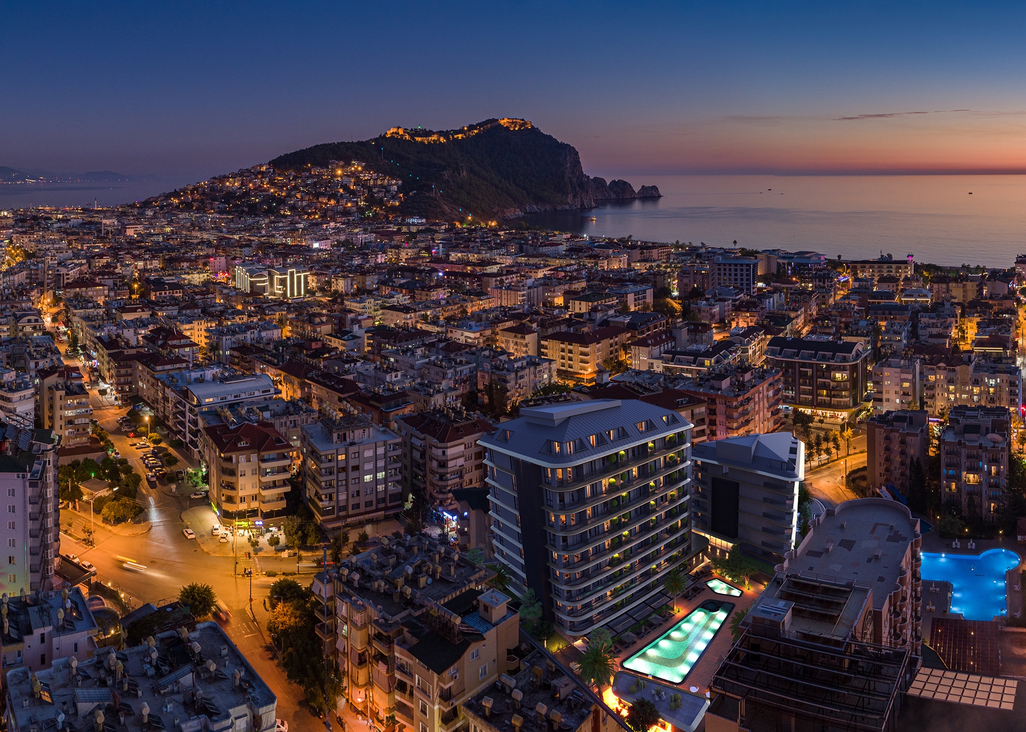 Luksus 1+1 Lejlighed med Bjergudsigt i Alanya Centrum