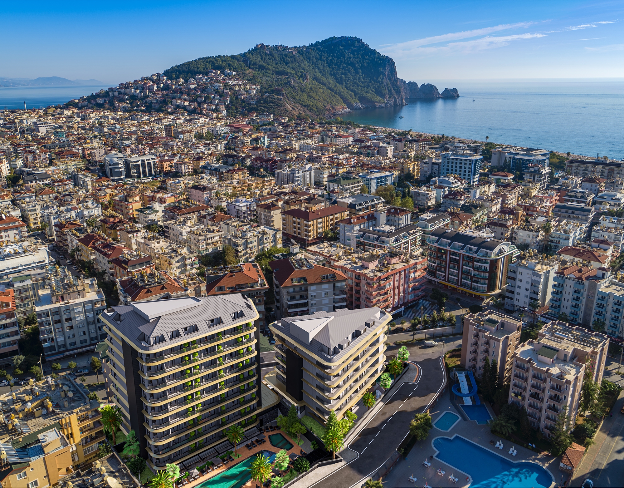 Luksus 1+1 Lejlighed med Bjergudsigt i Alanya Centrum