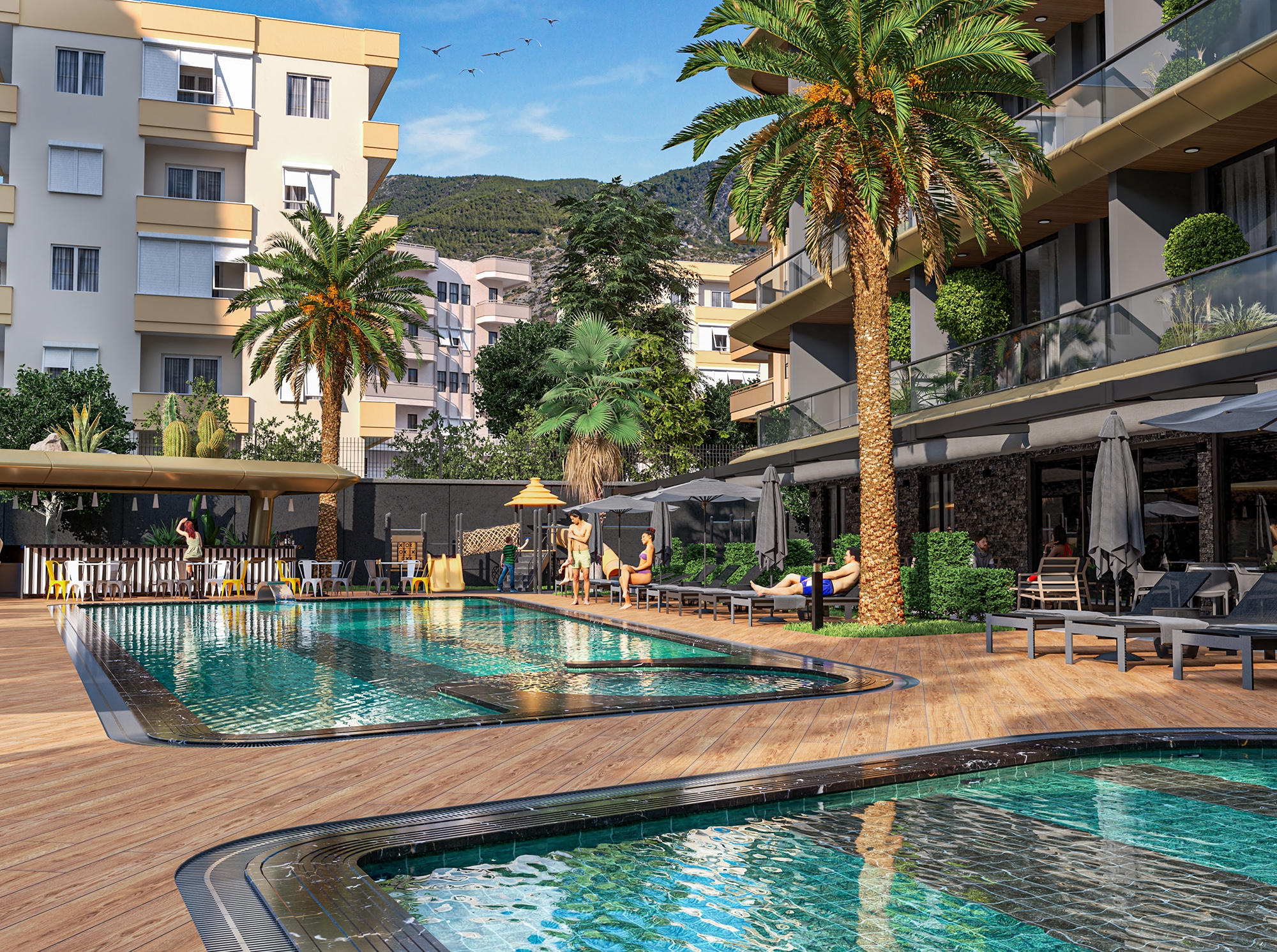 Luksus 1+1 Lejlighed med Bjergudsigt i Alanya Centrum