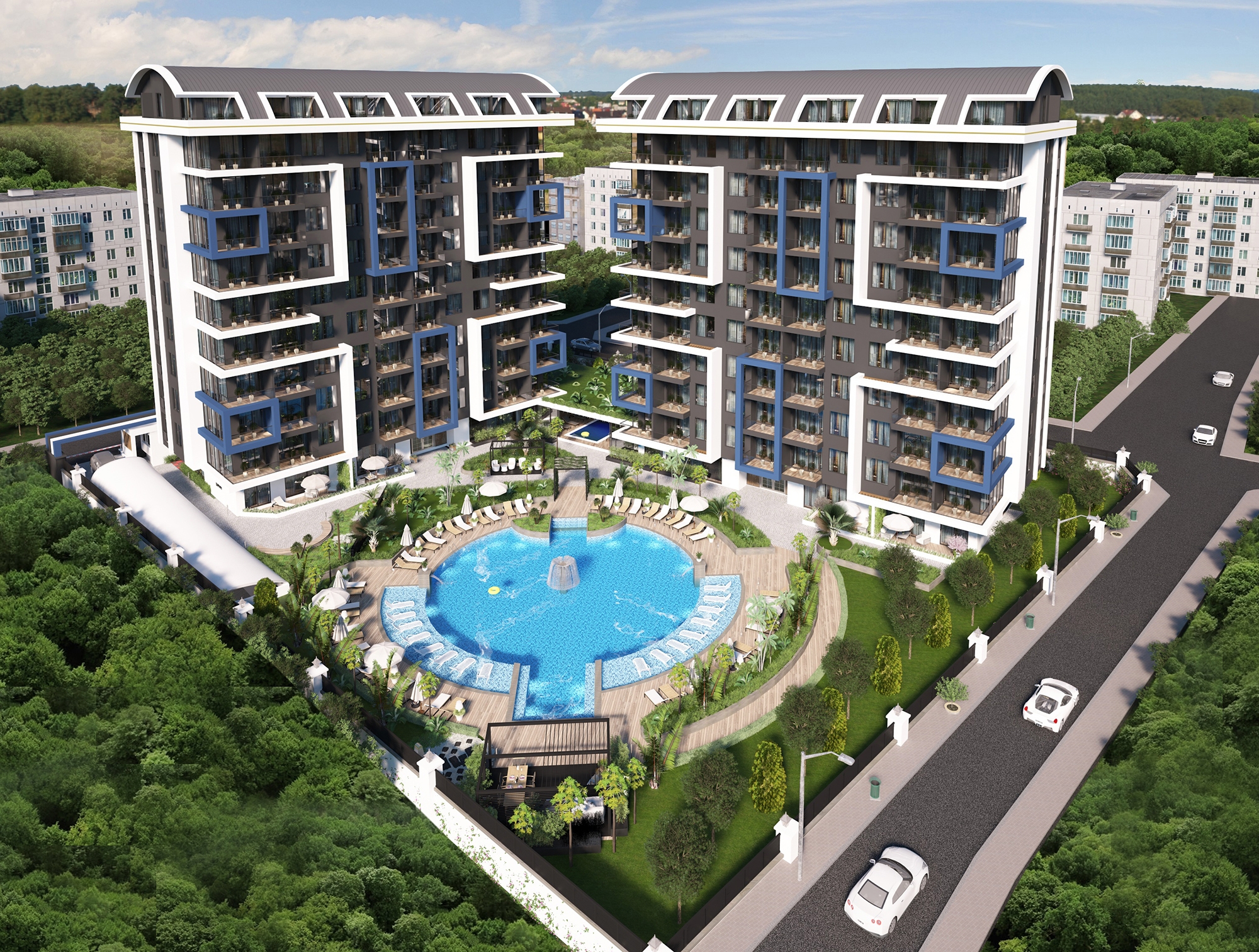 Luxuriöses 1+1 Apartment mit Meerblick und Burgblick, Alanya Zentrum