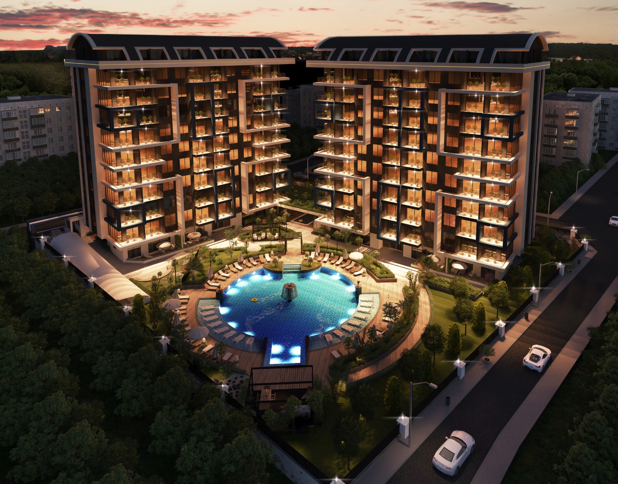 Luxuriöses 1+1 Apartment mit Meerblick und Burgblick, Alanya Zentrum