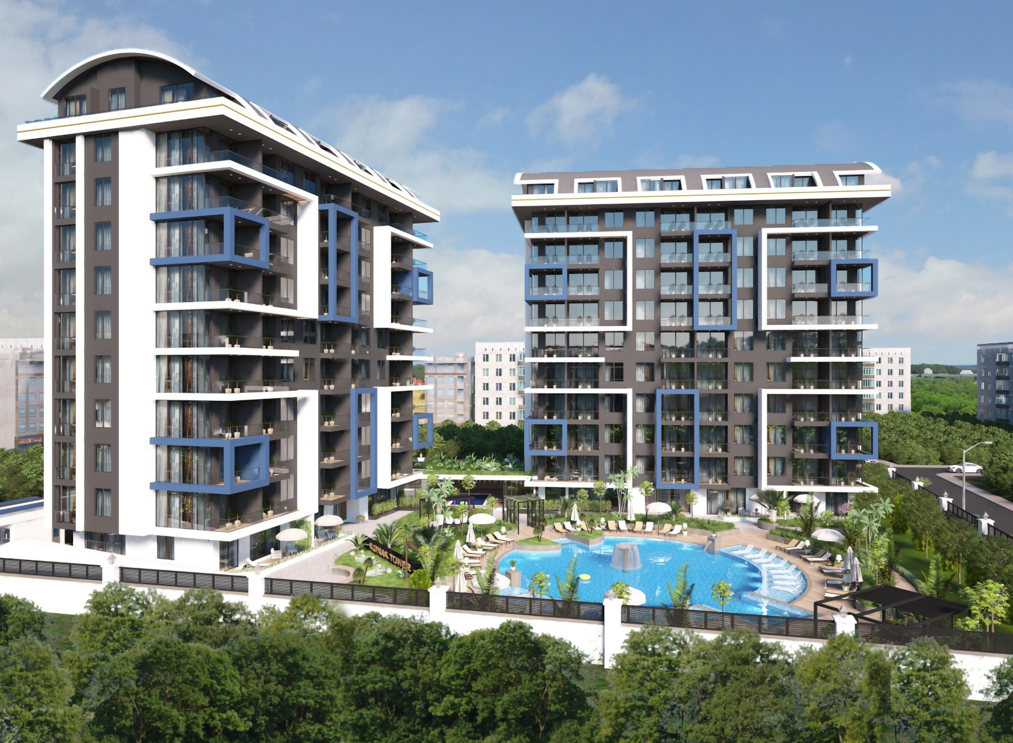 Luxuriöses 1+1 Apartment mit Meerblick und Burgblick, Alanya Zentrum
