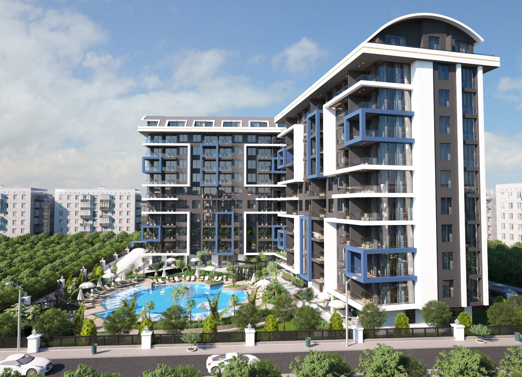 Luxuriöses 1+1 Apartment mit Meerblick und Burgblick, Alanya Zentrum