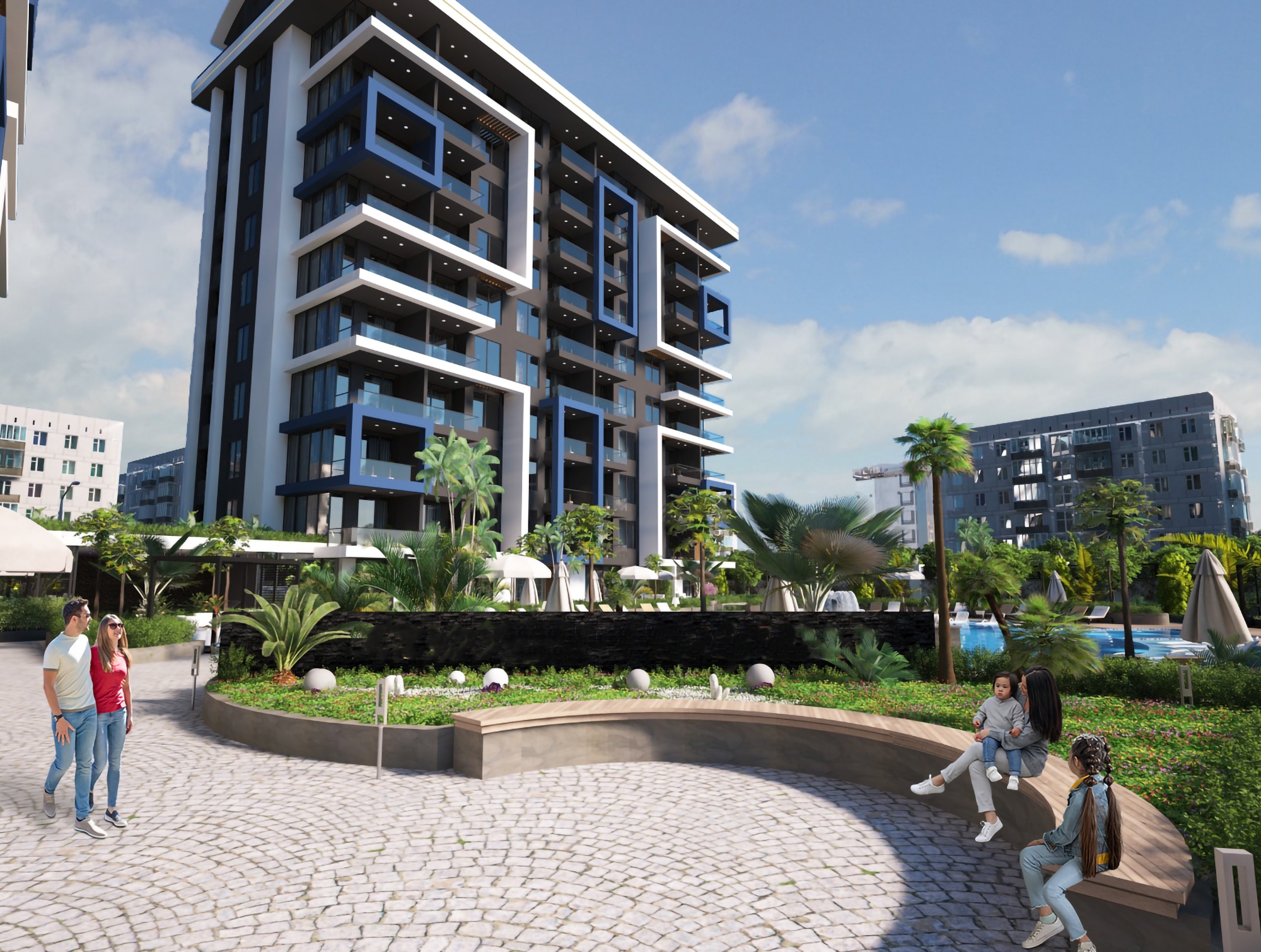 Luxuriöses 1+1 Apartment mit Meerblick und Burgblick, Alanya Zentrum