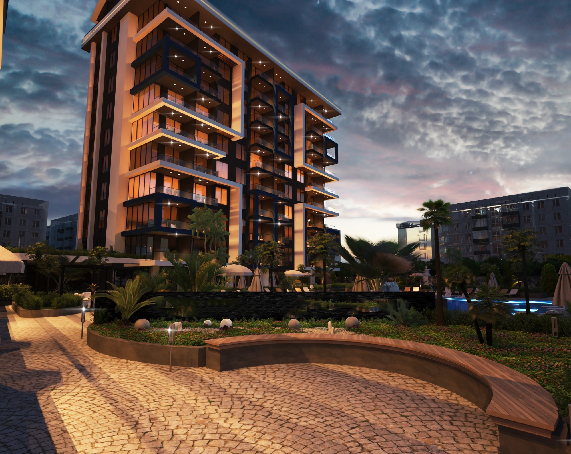 Luxuriöses 1+1 Apartment mit Meerblick und Burgblick, Alanya Zentrum