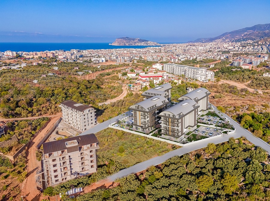 Moderni 2+1 asunto vuorinäköalalla Oba, Alanya