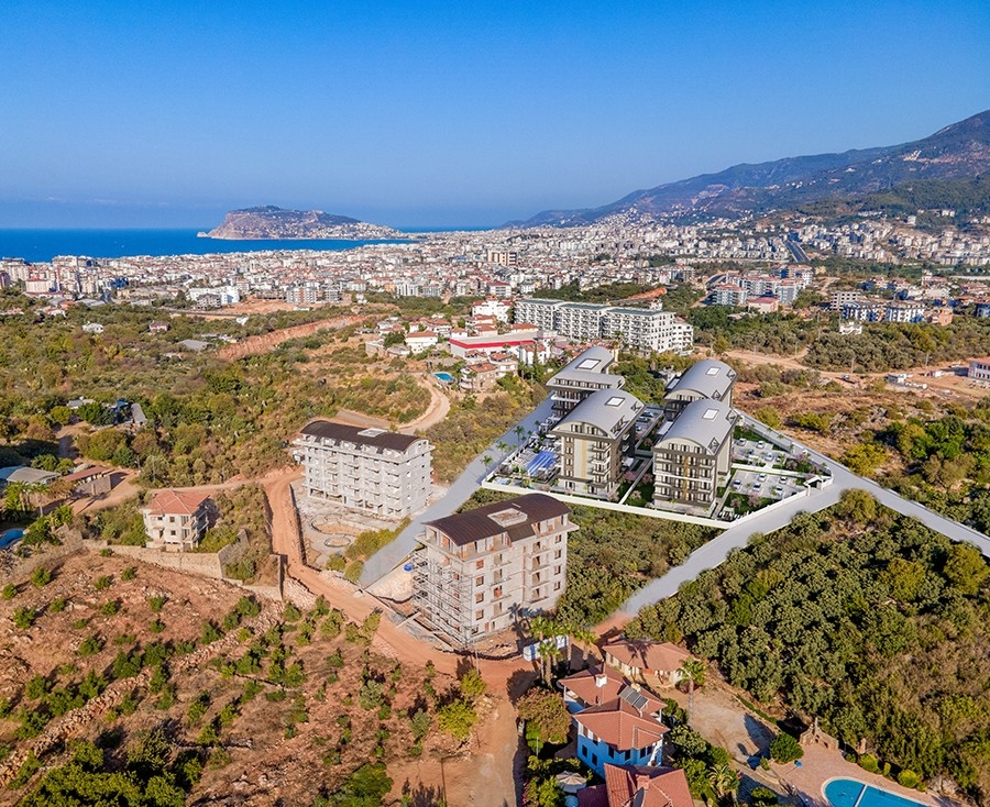 Moderni 2+1 asunto vuorinäköalalla Oba, Alanya