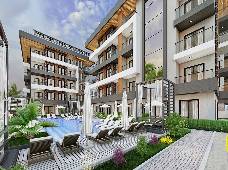 Moderni 2+1 asunto vuorinäköalalla Oba, Alanya