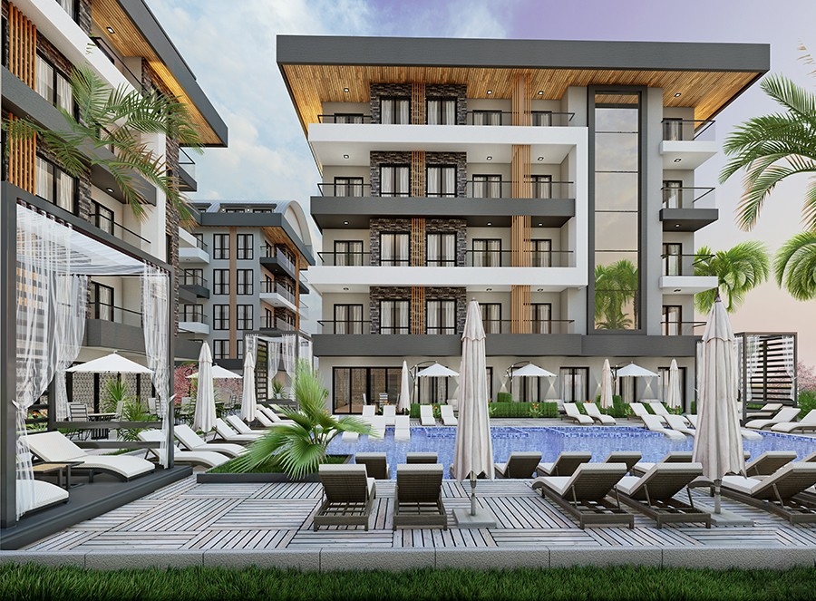Moderni 2+1 asunto vuorinäköalalla Oba, Alanya