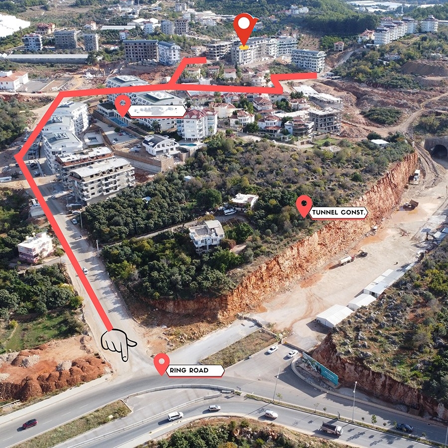 Moderni 2+1 asunto vuorinäköalalla Oba, Alanya