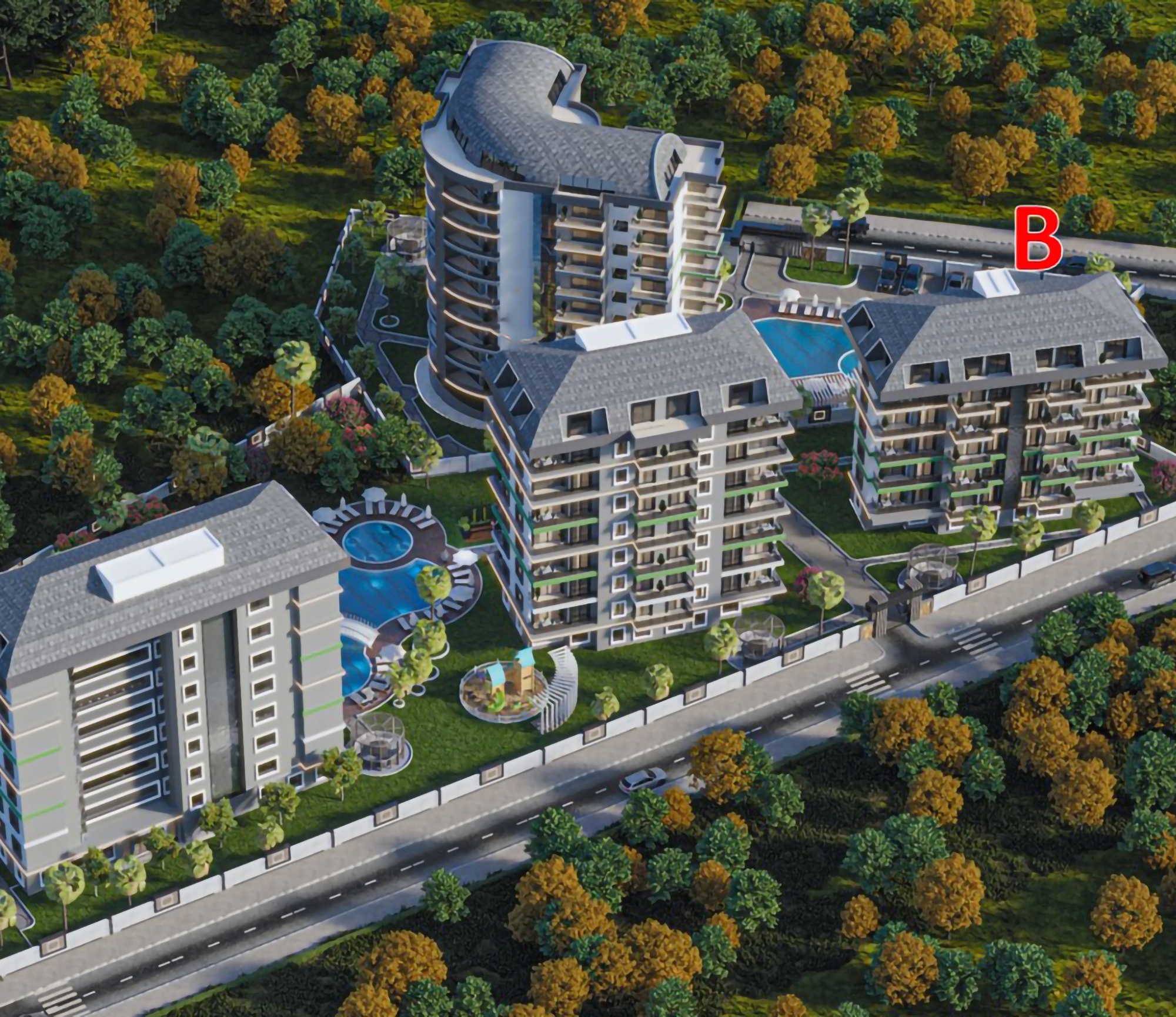 Luksuriøs 2+1 leilighet med sjø- og fjellutsikt, Alanya - Avsallar