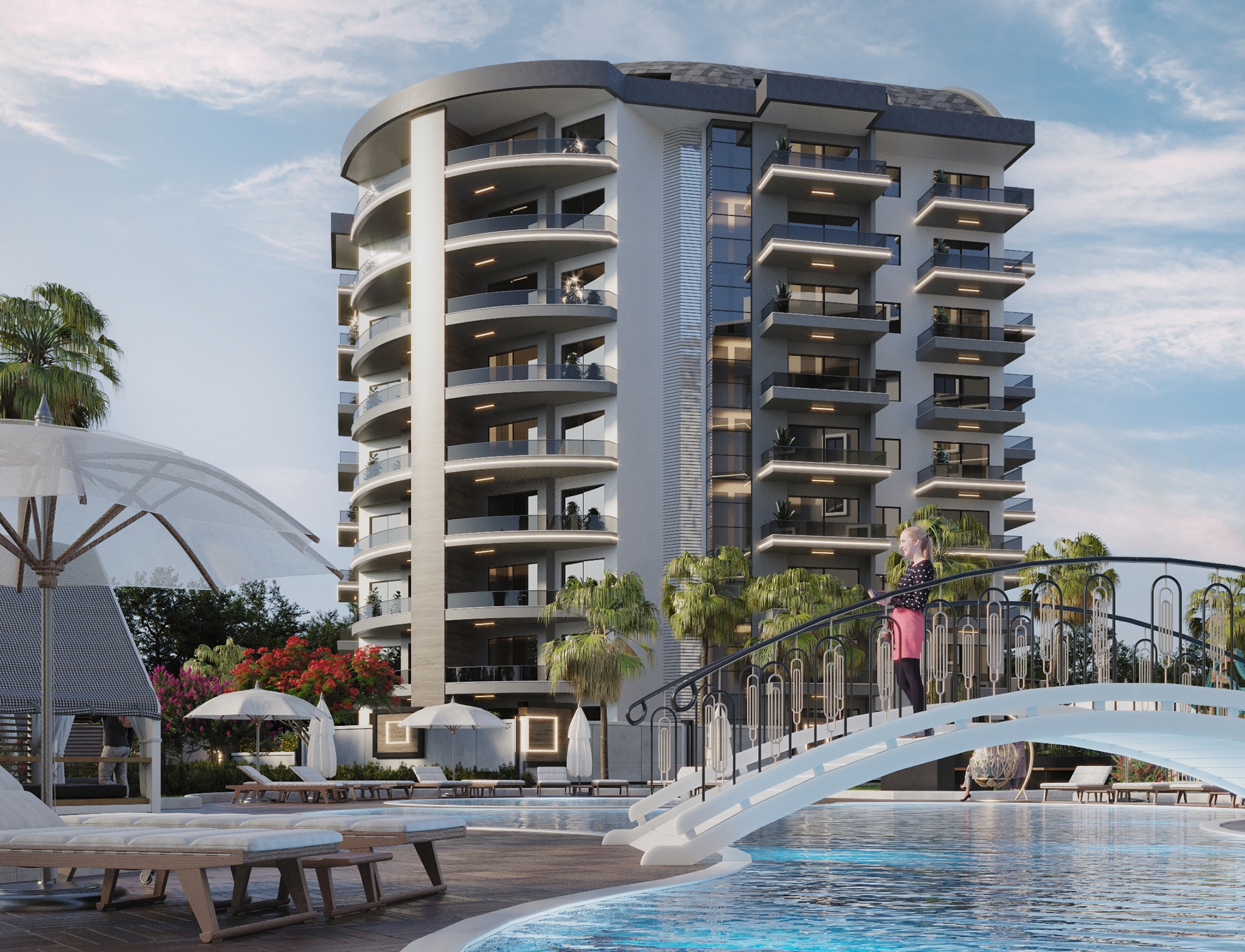 Luksuriøs 2+1 leilighet med sjø- og fjellutsikt, Alanya - Avsallar