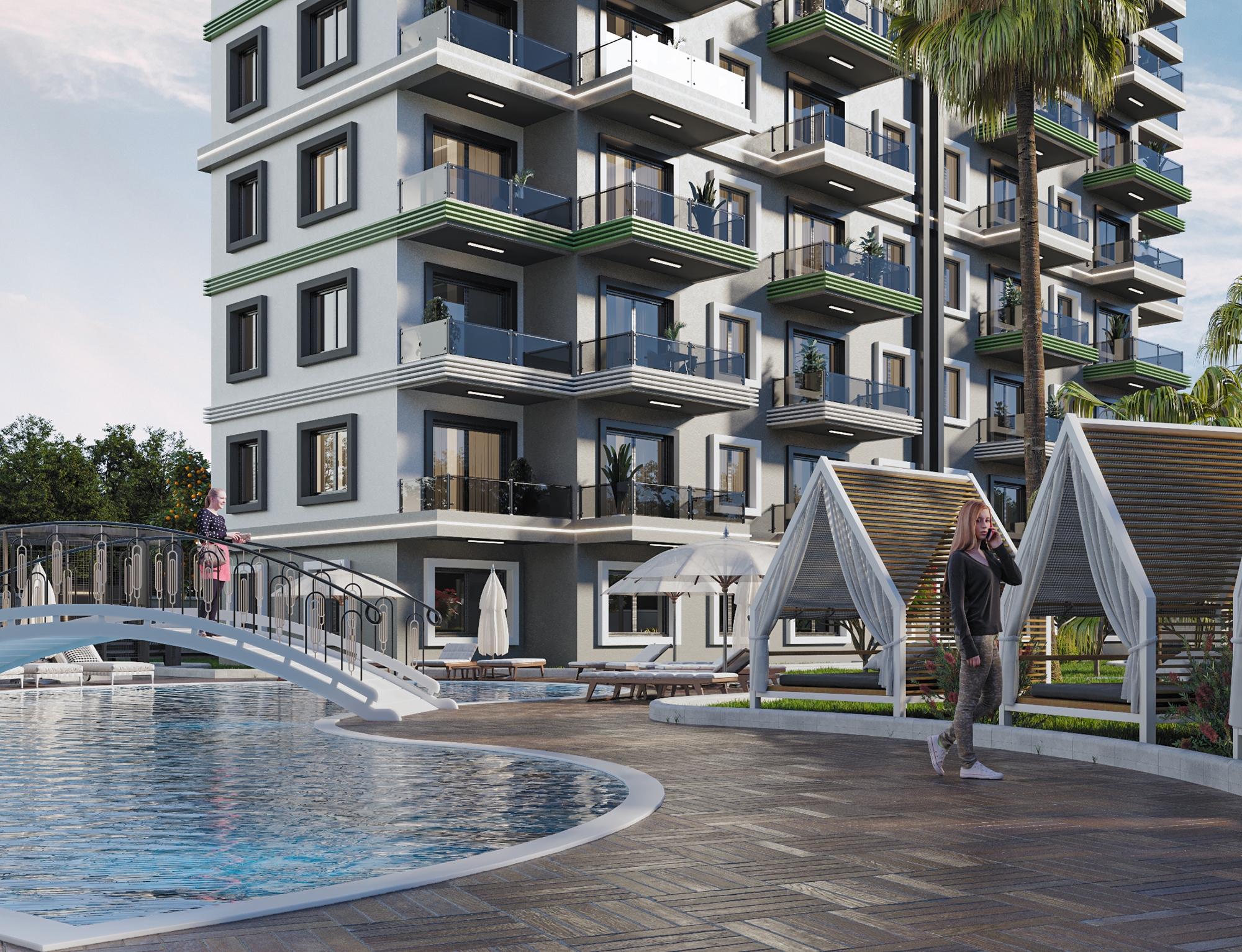 Luksuriøs 2+1 leilighet med sjø- og fjellutsikt, Alanya - Avsallar