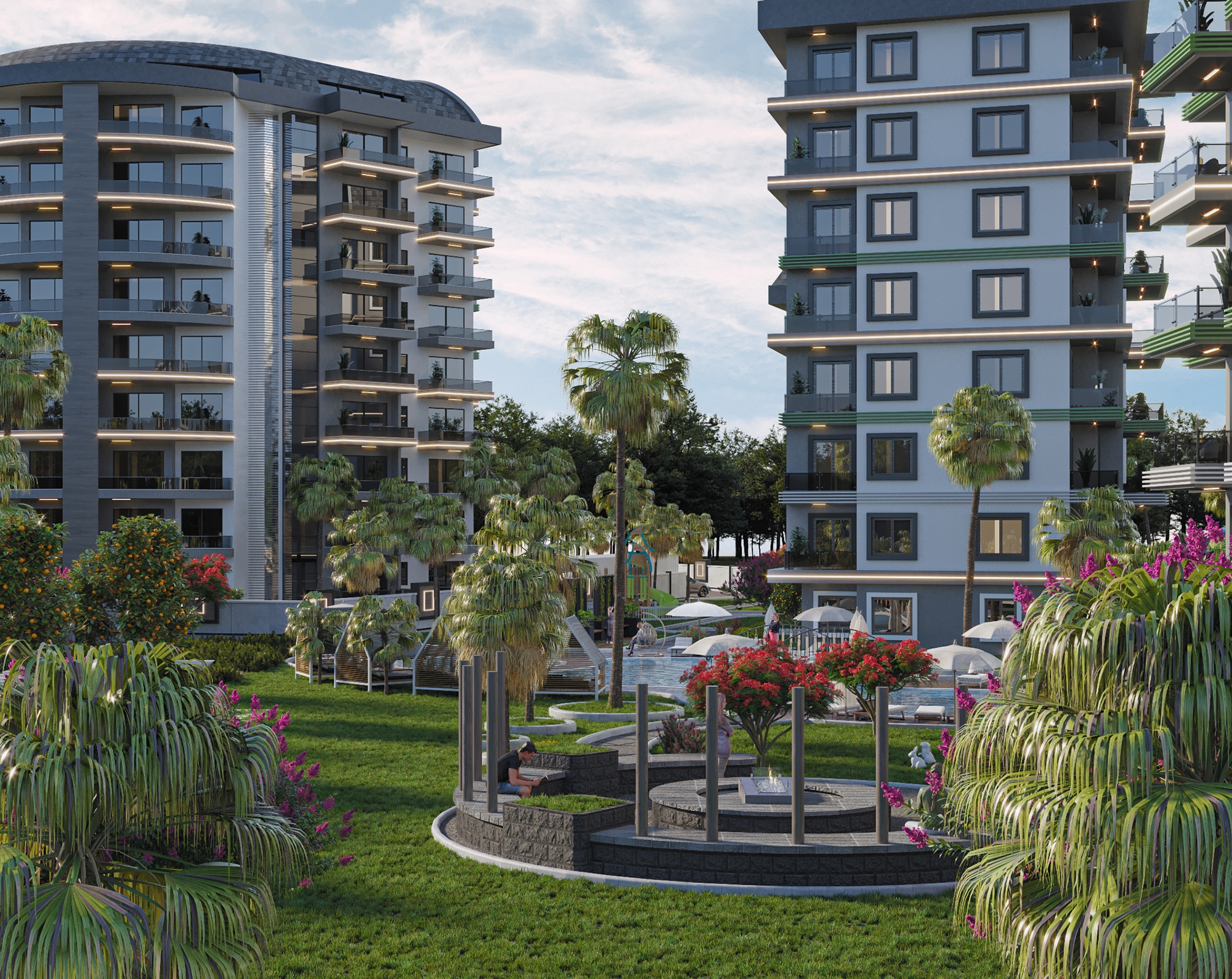 Luksuriøs 2+1 leilighet med sjø- og fjellutsikt, Alanya - Avsallar
