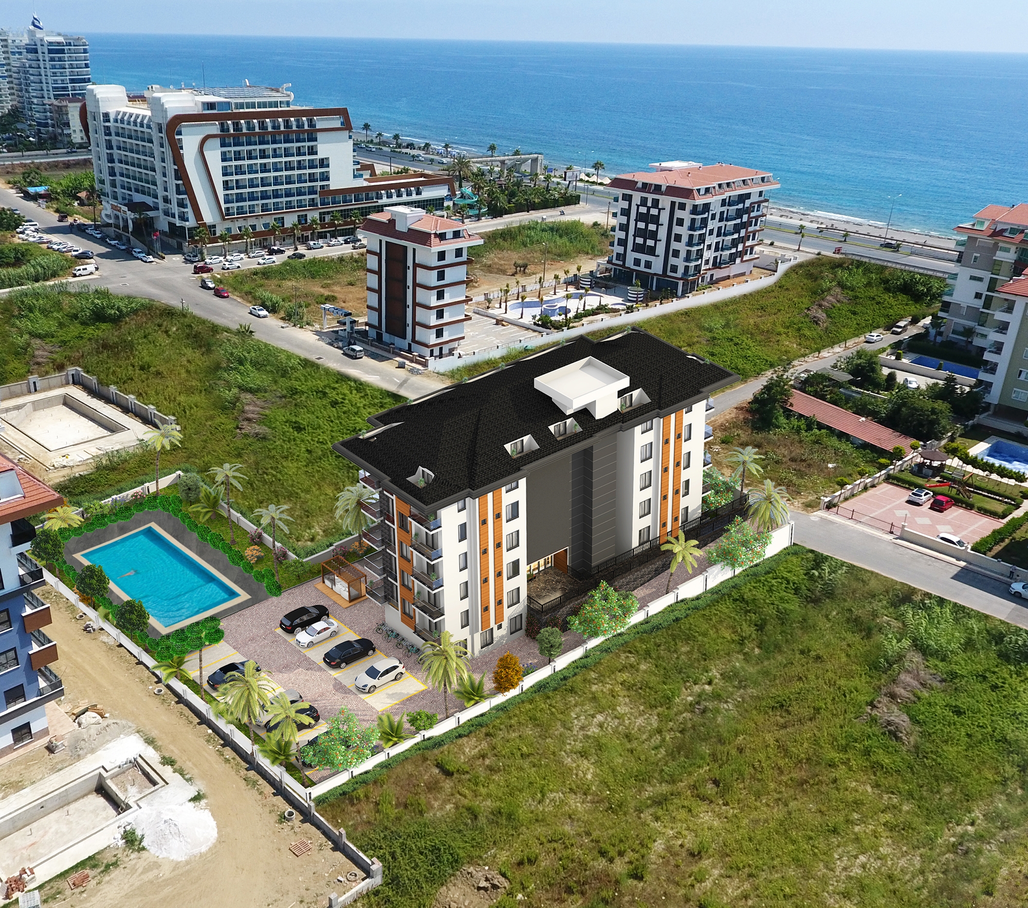 Stunning 1+1 Apartment with Sea and Mountain Views, Alanya-Kestel