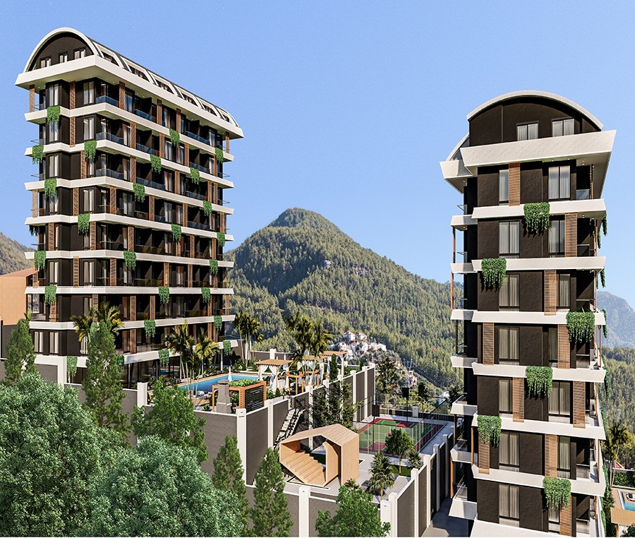 Forbløffende 1+1 Lejlighed med Hav- og Bjergudsigt, Alanya - Demirtas