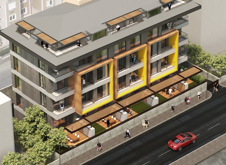 Bjergudsigt 1+1 Lejlighed i Alanya Centrum