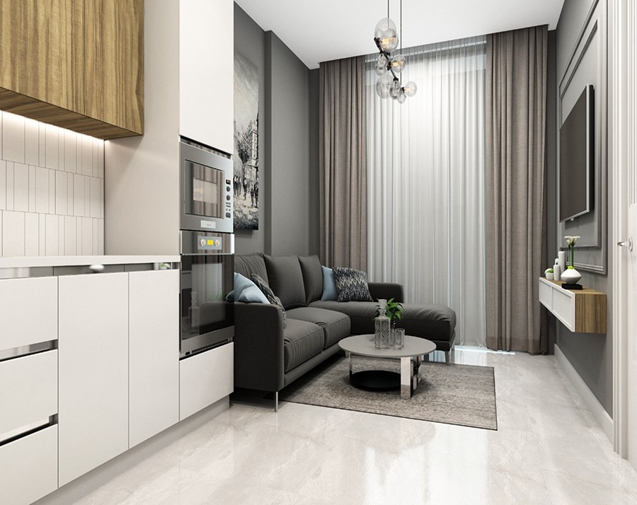 Bjergudsigt 1+1 Lejlighed i Alanya Centrum