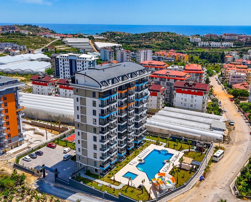 Luxuriöses 1+1 Apartment mit Meerblick und Bergblick in Alanya