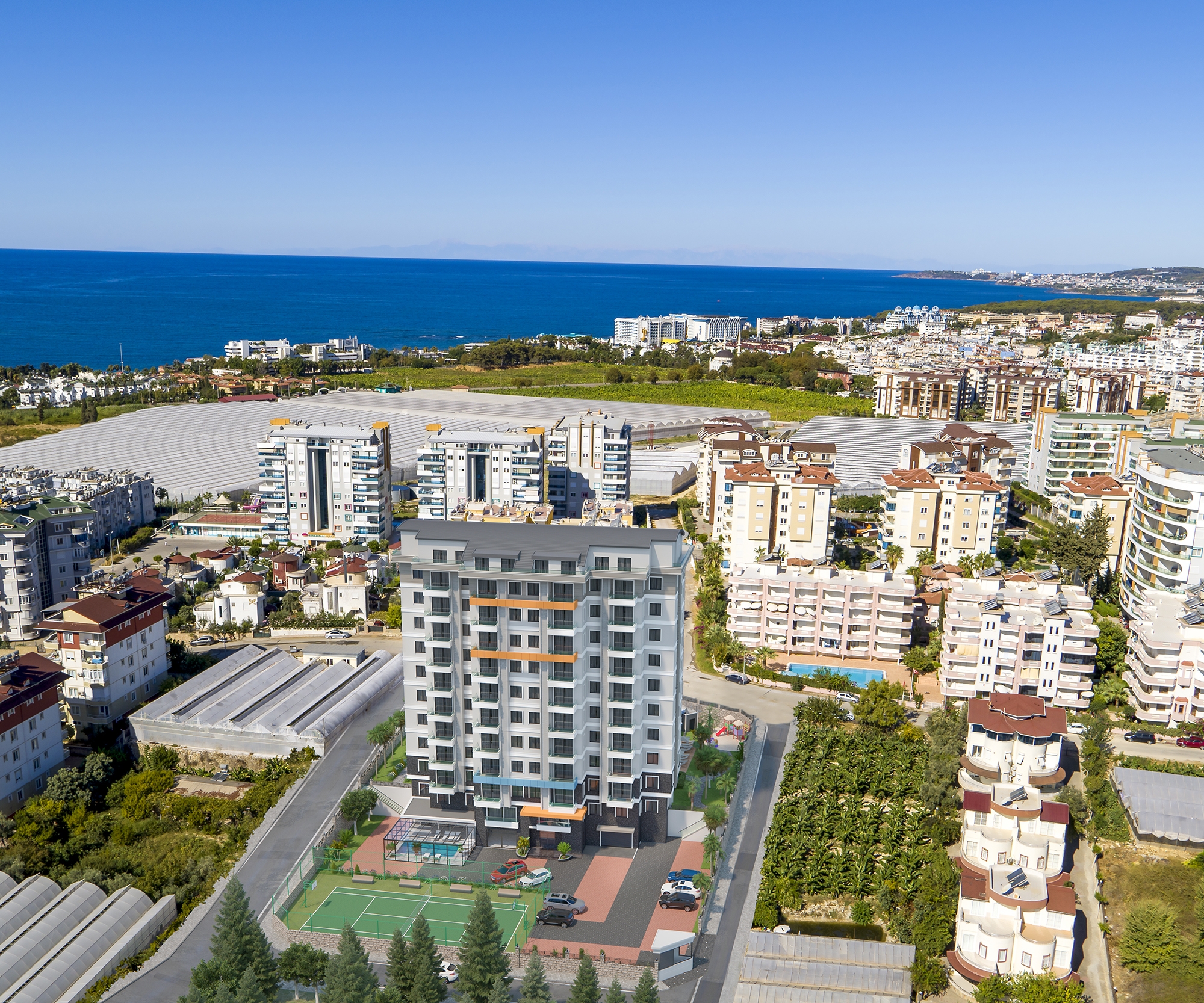 Luxuriöses 1+1 Apartment mit Meerblick und Bergblick in Alanya