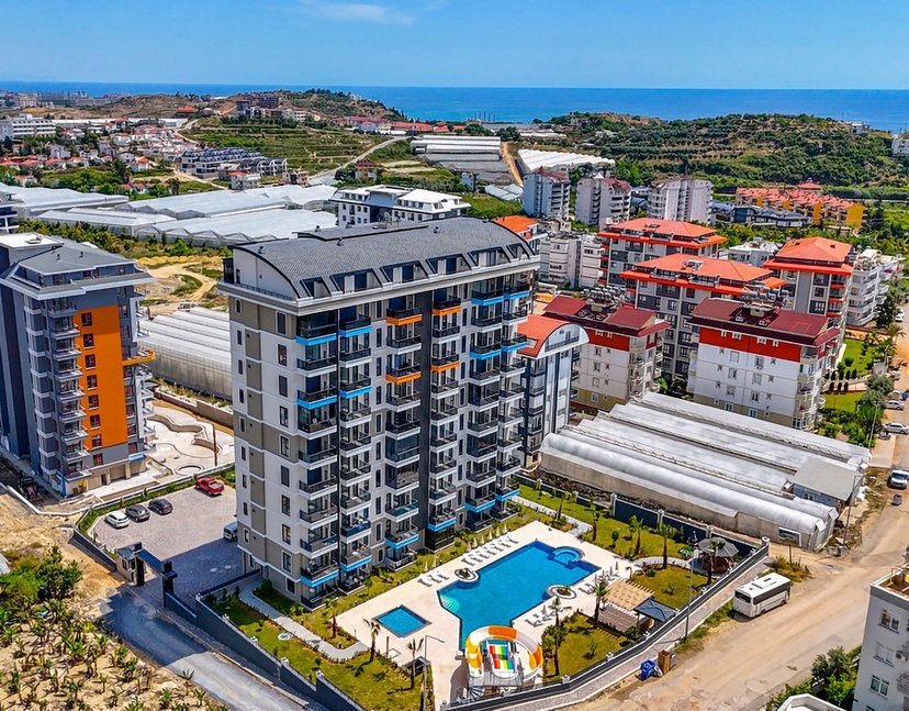 Luxuriöses 1+1 Apartment mit Meerblick und Bergblick in Alanya