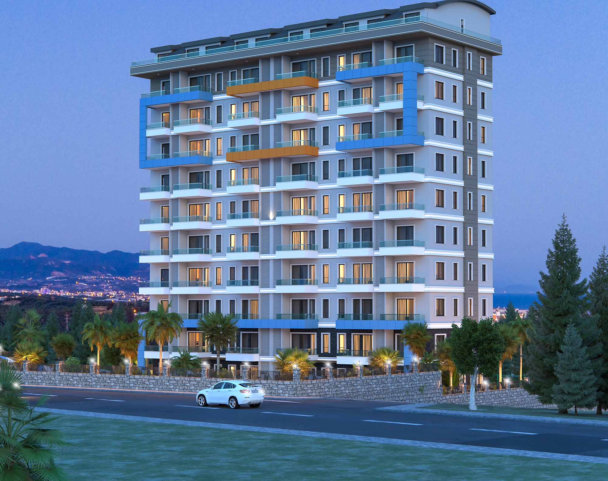Luxuriöses 1+1 Apartment mit Meerblick und Bergblick in Alanya