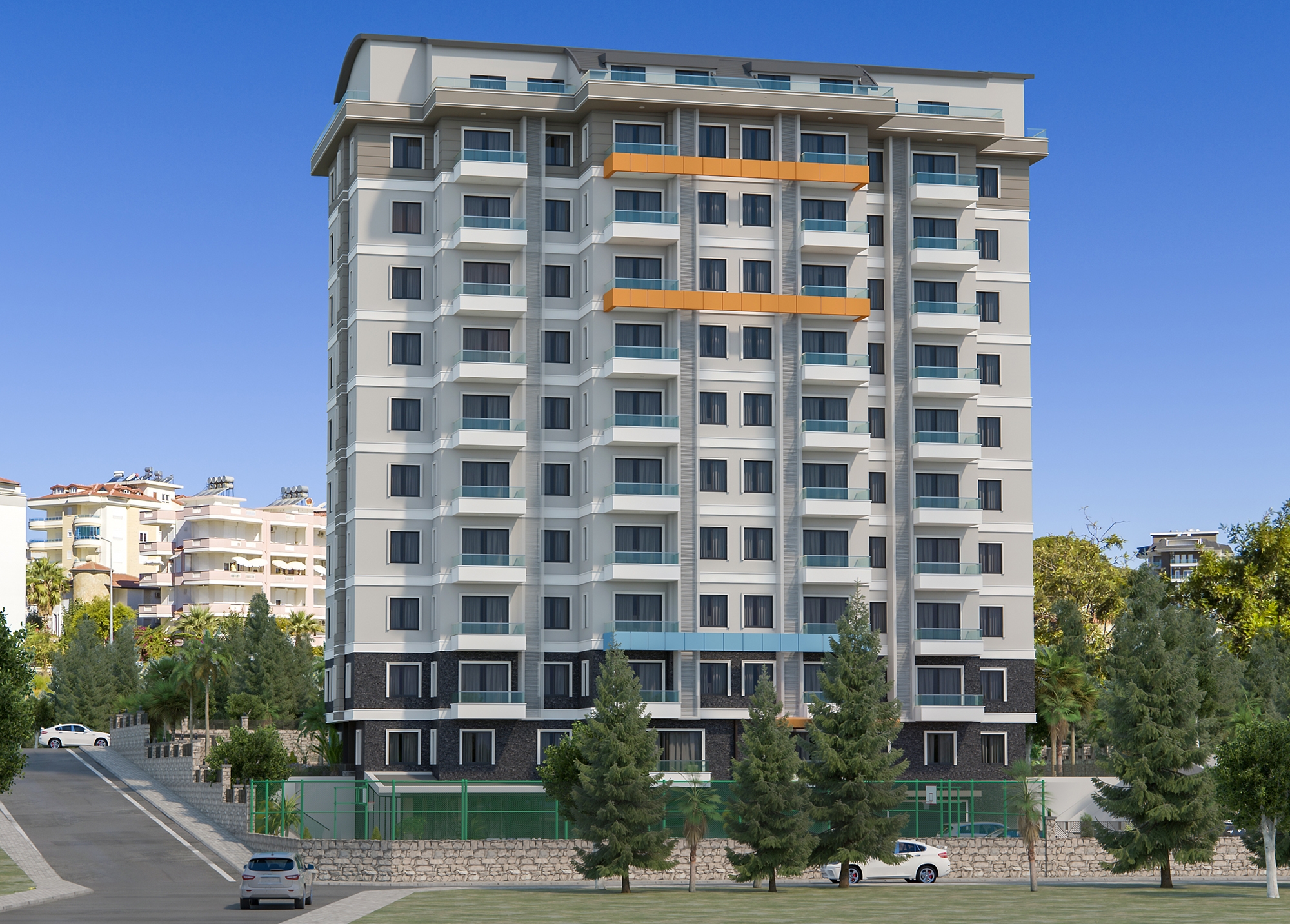 Luxuriöses 1+1 Apartment mit Meerblick und Bergblick in Alanya