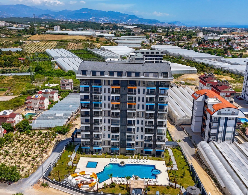 Luxuriöses 1+1 Apartment mit Meerblick und Bergblick in Alanya