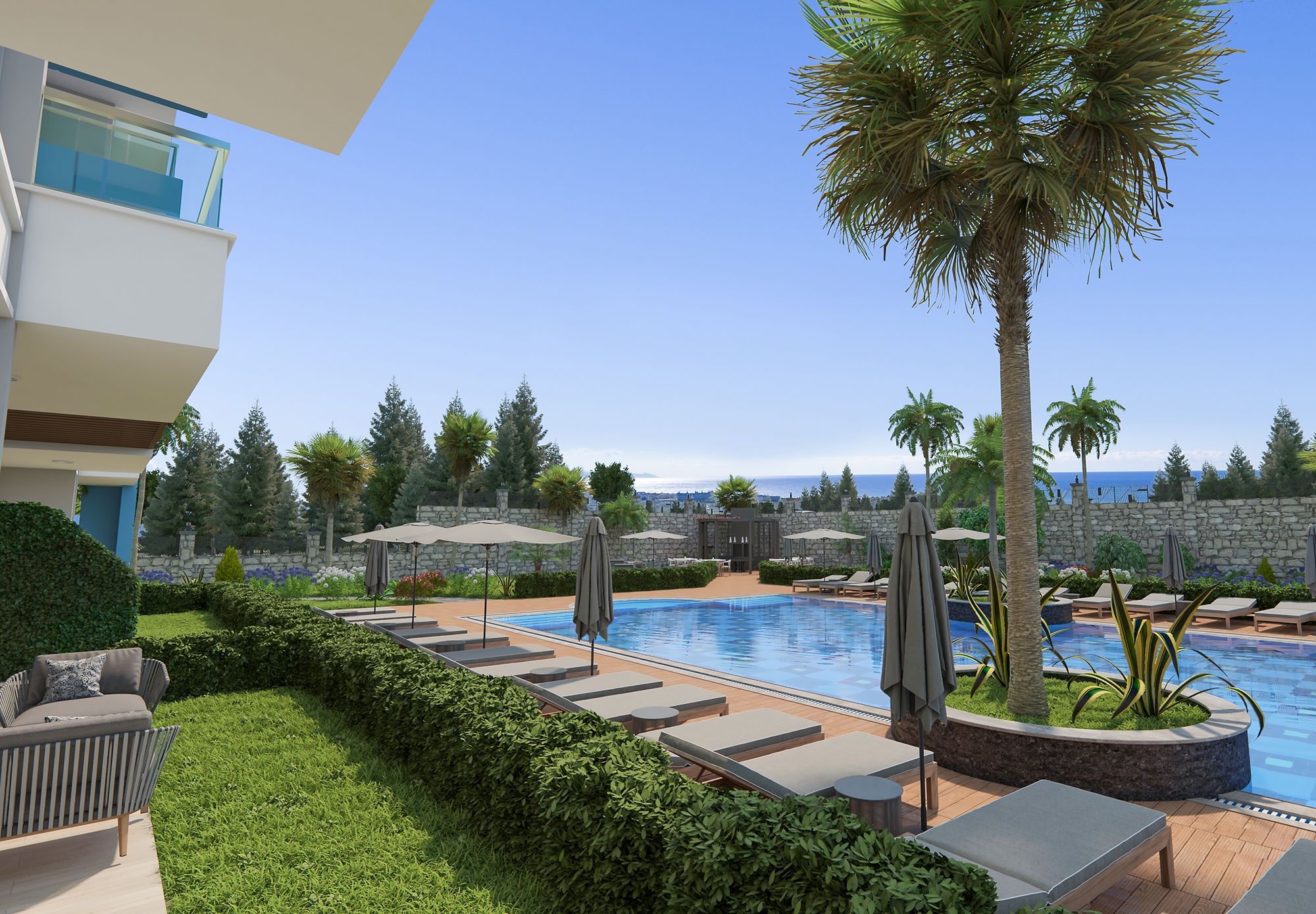 Luxuriöses 1+1 Apartment mit Meerblick und Bergblick in Alanya