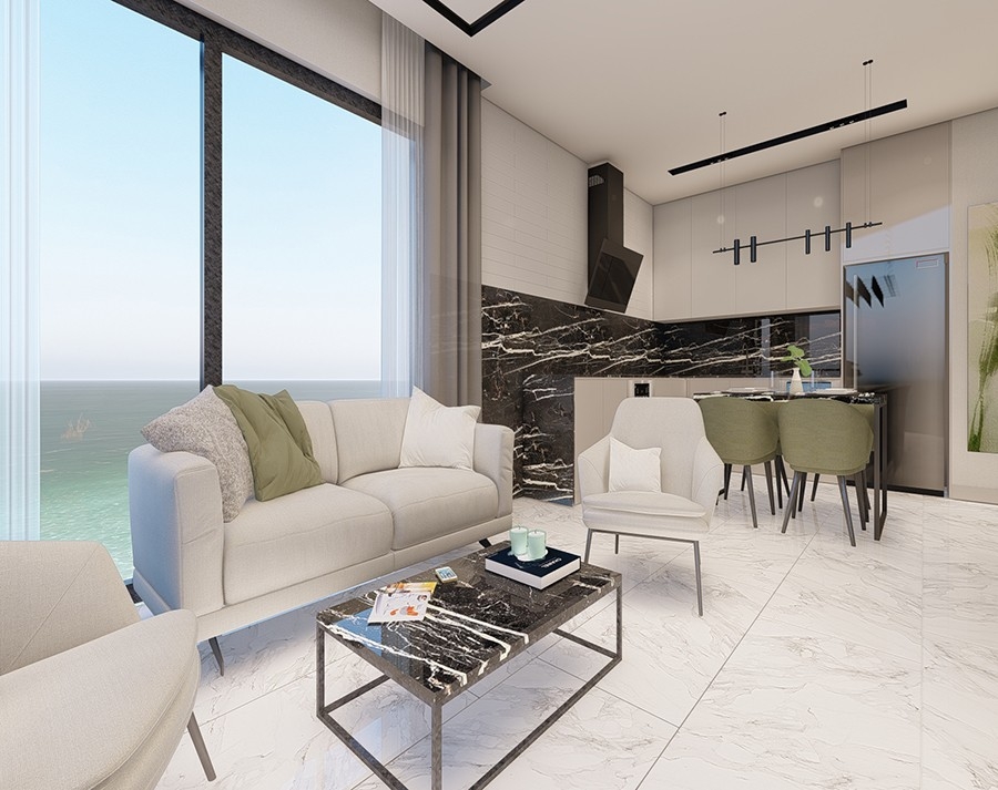 Luxuriöse 1+1 Wohnung mit atemberaubendem Blick, Alanya - Mahmutlar