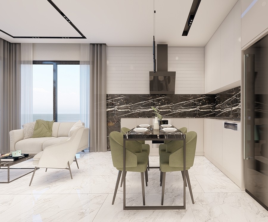 Luxuriöse 1+1 Wohnung mit atemberaubendem Blick, Alanya - Mahmutlar