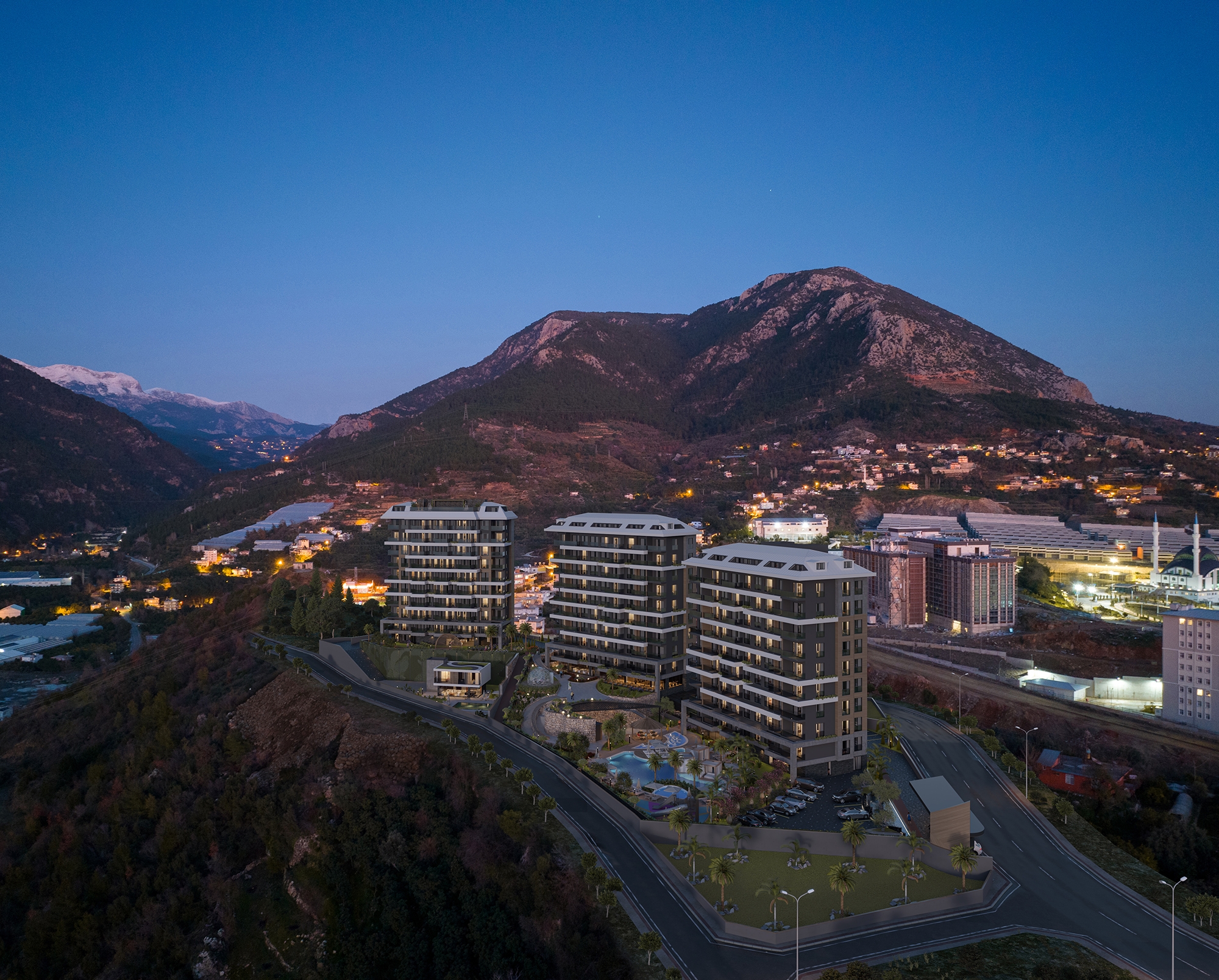 Luksuriøs 1+1 Lejlighed med Hav- og Slotsudsigt, Alanya-Kestel