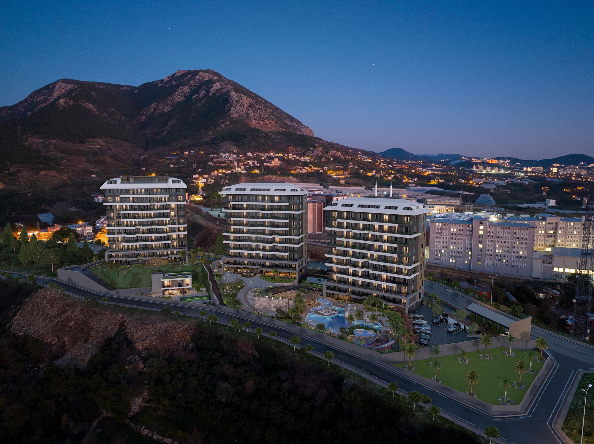Luksuriøs 1+1 Lejlighed med Hav- og Slotsudsigt, Alanya-Kestel