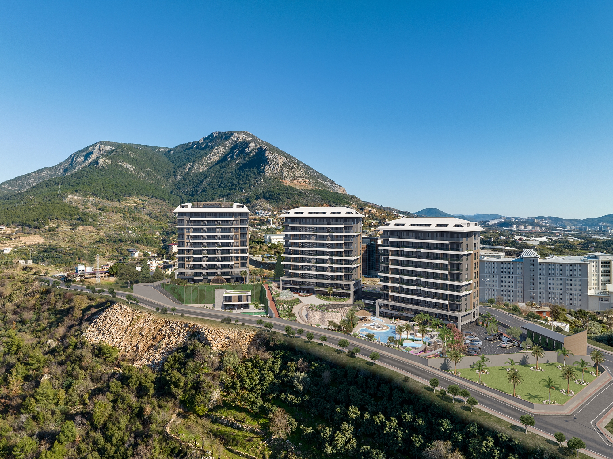 Luksuriøs 1+1 Lejlighed med Hav- og Slotsudsigt, Alanya-Kestel
