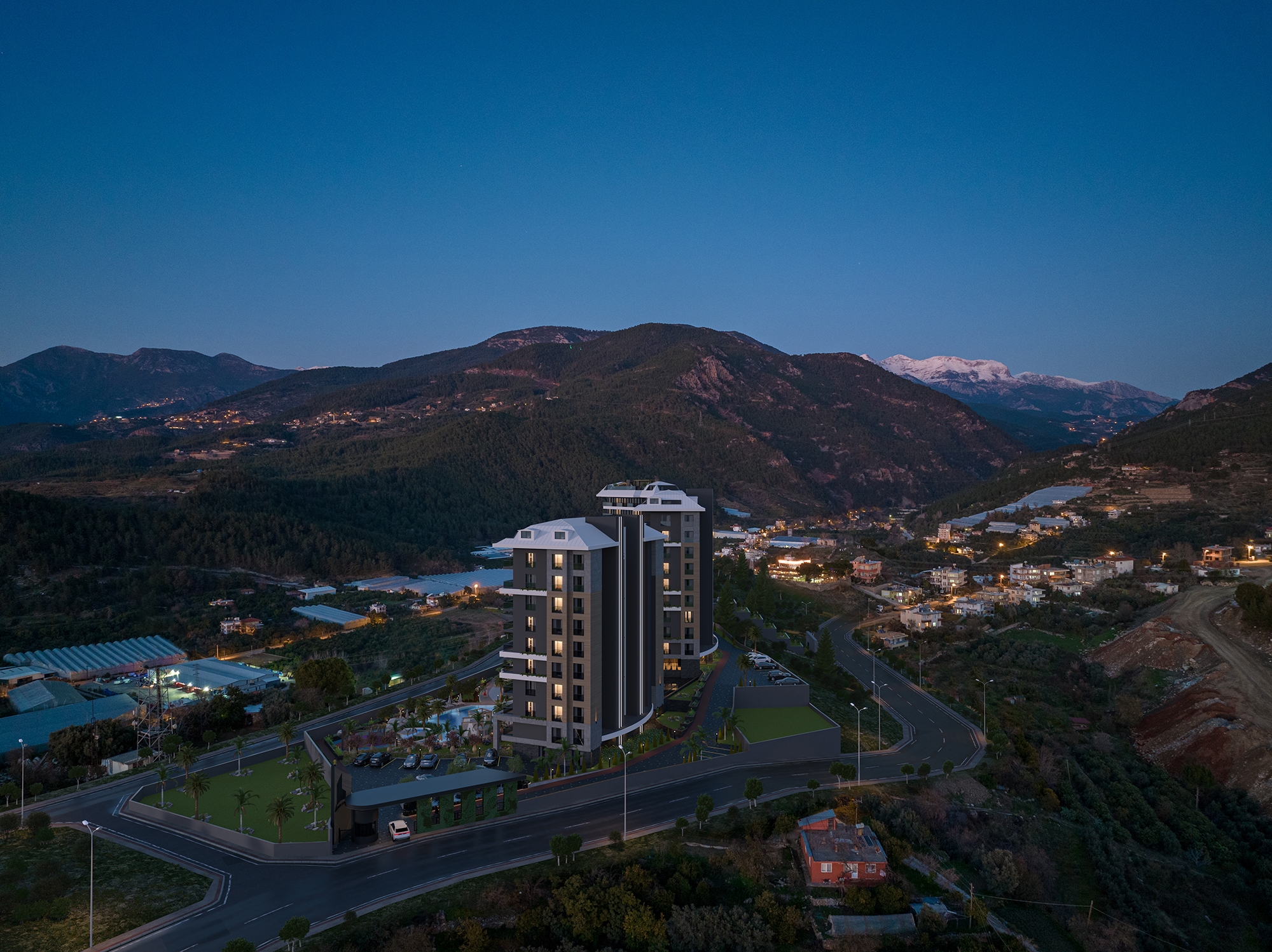 Luksuriøs 1+1 Lejlighed med Hav- og Slotsudsigt, Alanya-Kestel