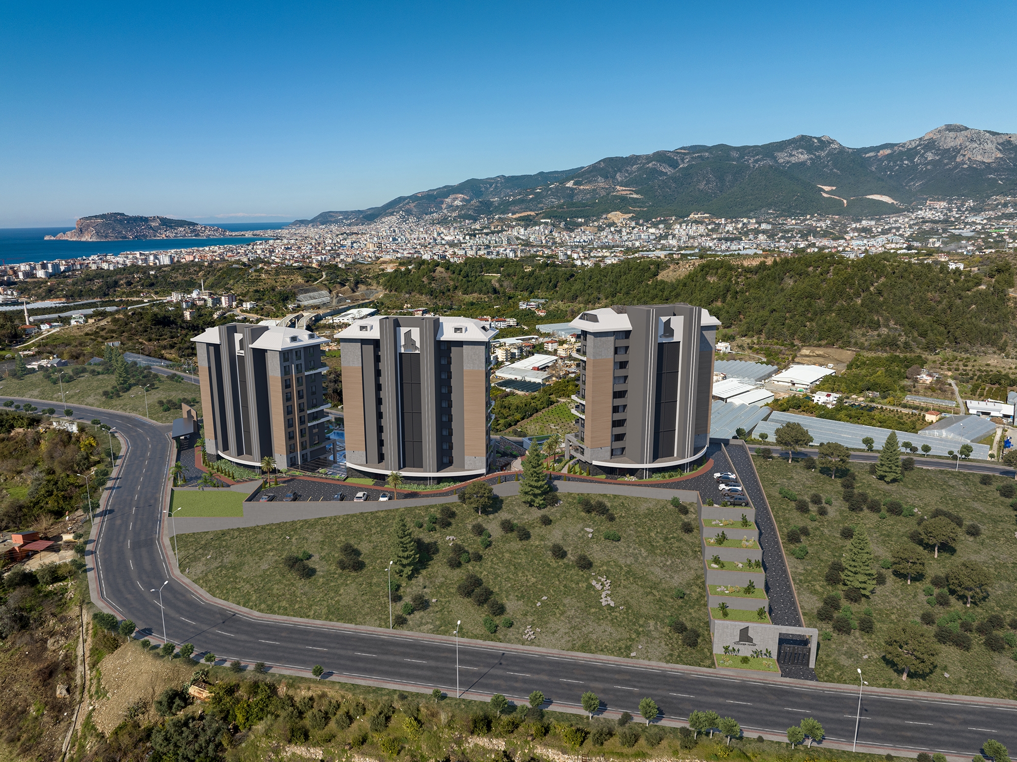 Luksuriøs 1+1 Lejlighed med Hav- og Slotsudsigt, Alanya-Kestel