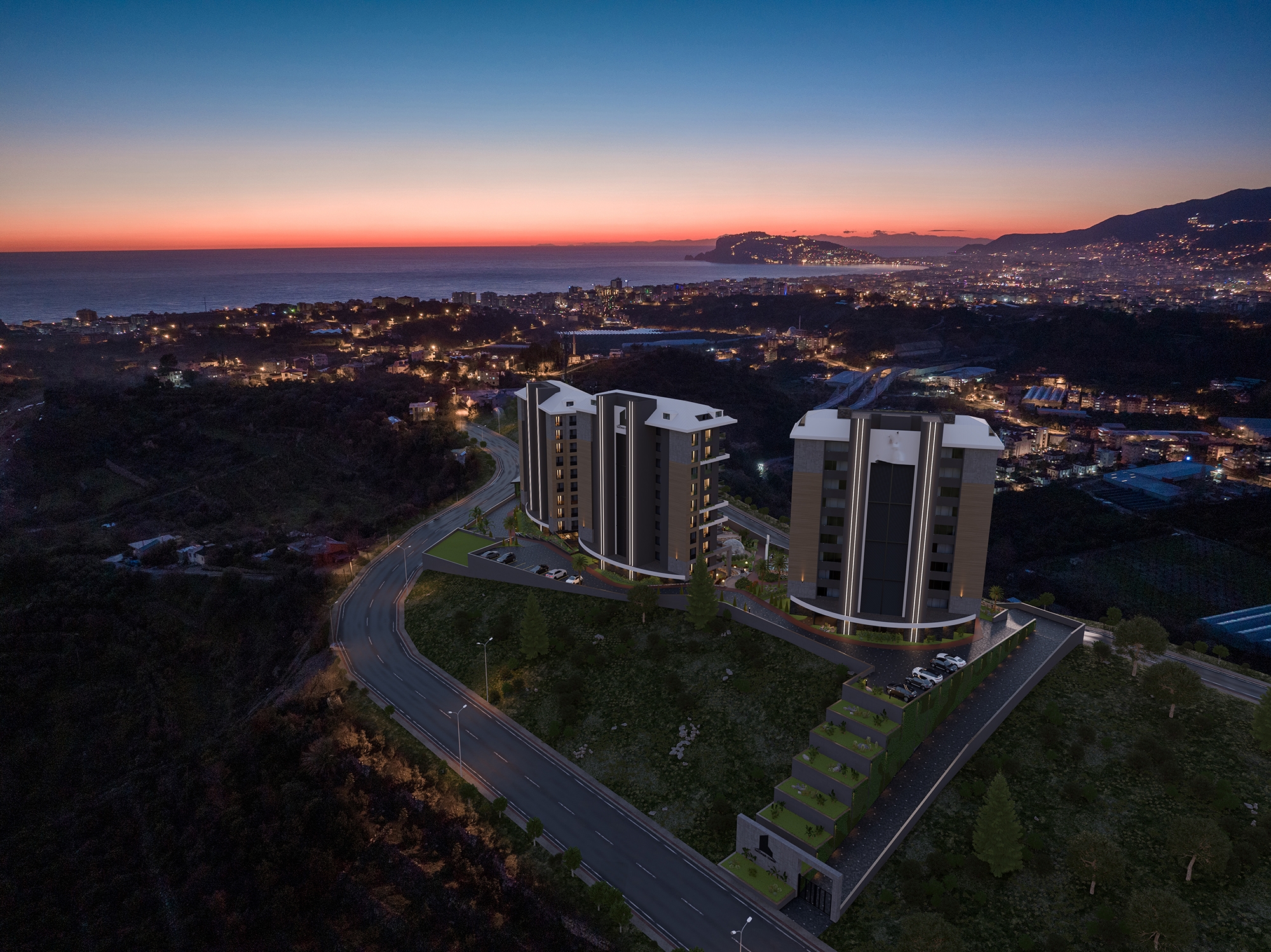 Luksuriøs 1+1 Lejlighed med Hav- og Slotsudsigt, Alanya-Kestel