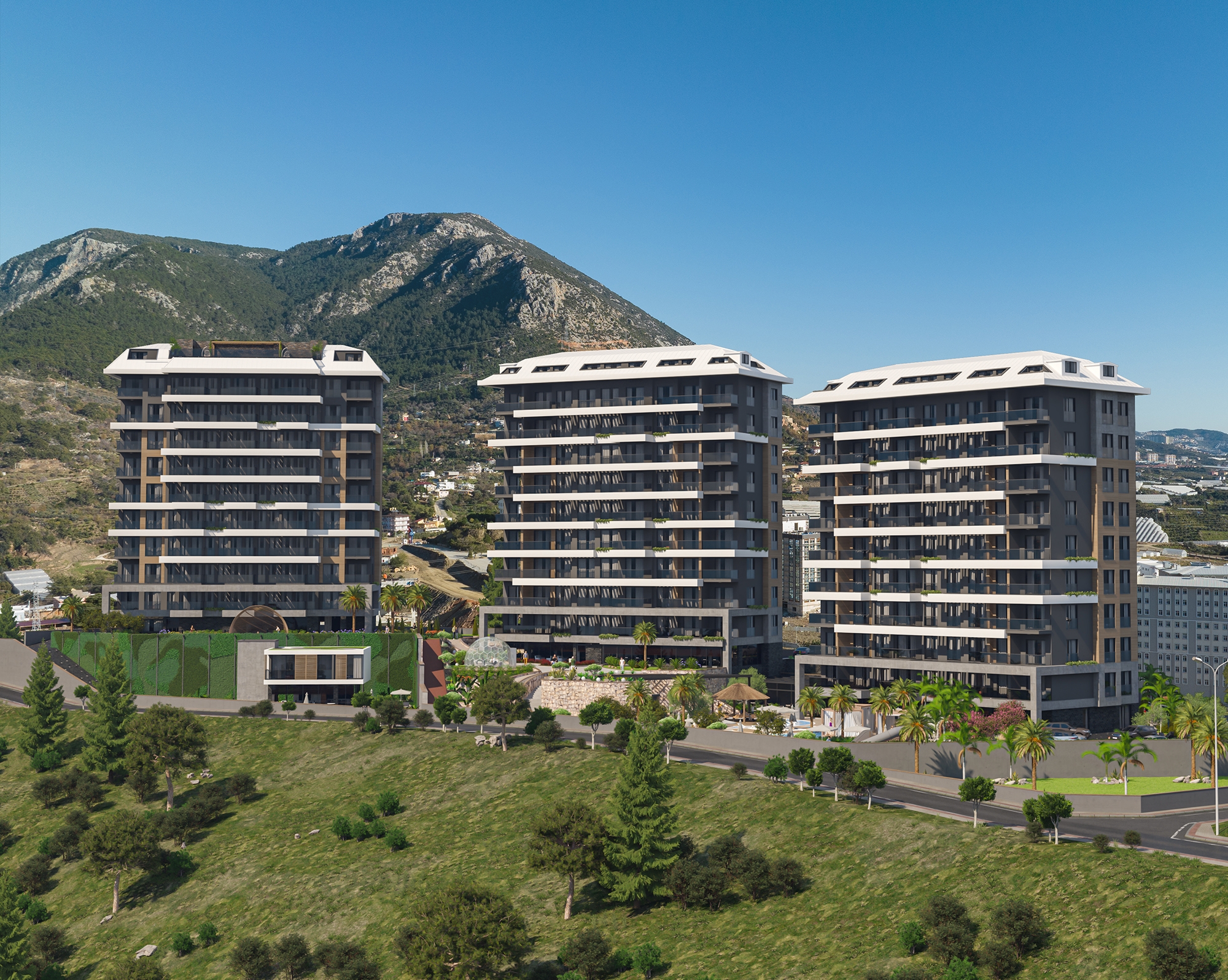 Luksuriøs 1+1 Lejlighed med Hav- og Slotsudsigt, Alanya-Kestel