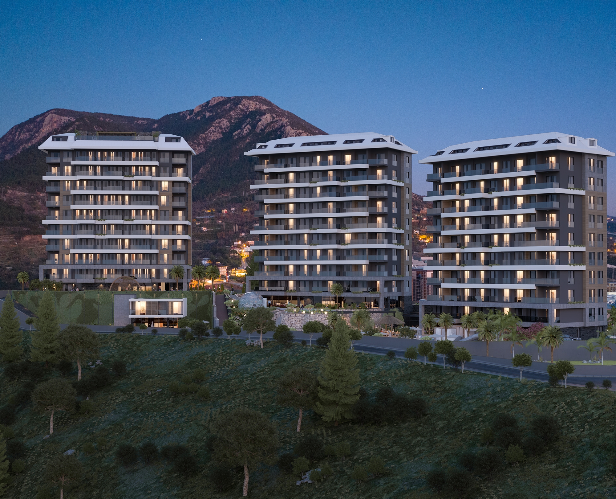 Luksuriøs 1+1 Lejlighed med Hav- og Slotsudsigt, Alanya-Kestel