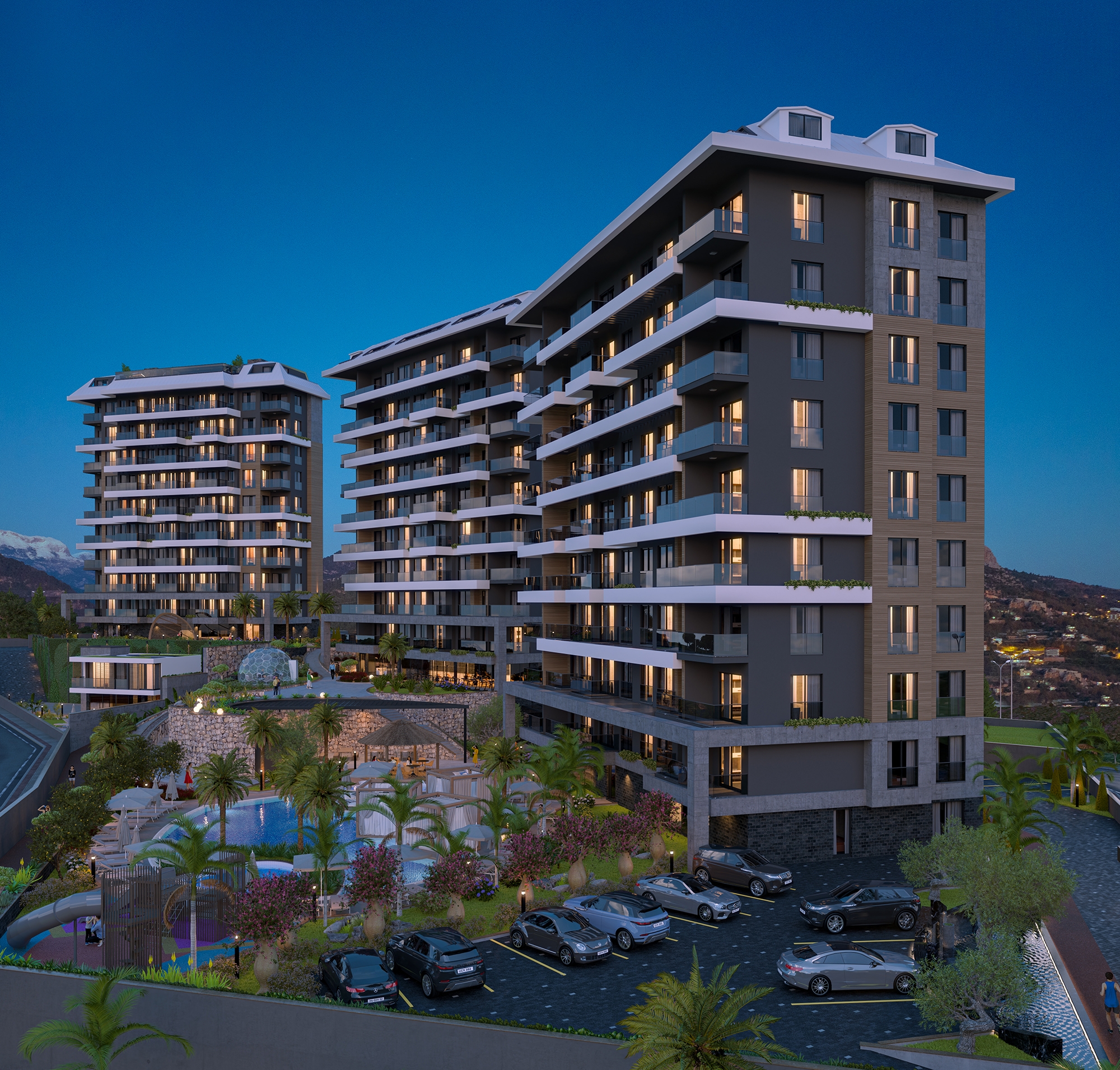 Luksuriøs 1+1 Lejlighed med Hav- og Slotsudsigt, Alanya-Kestel