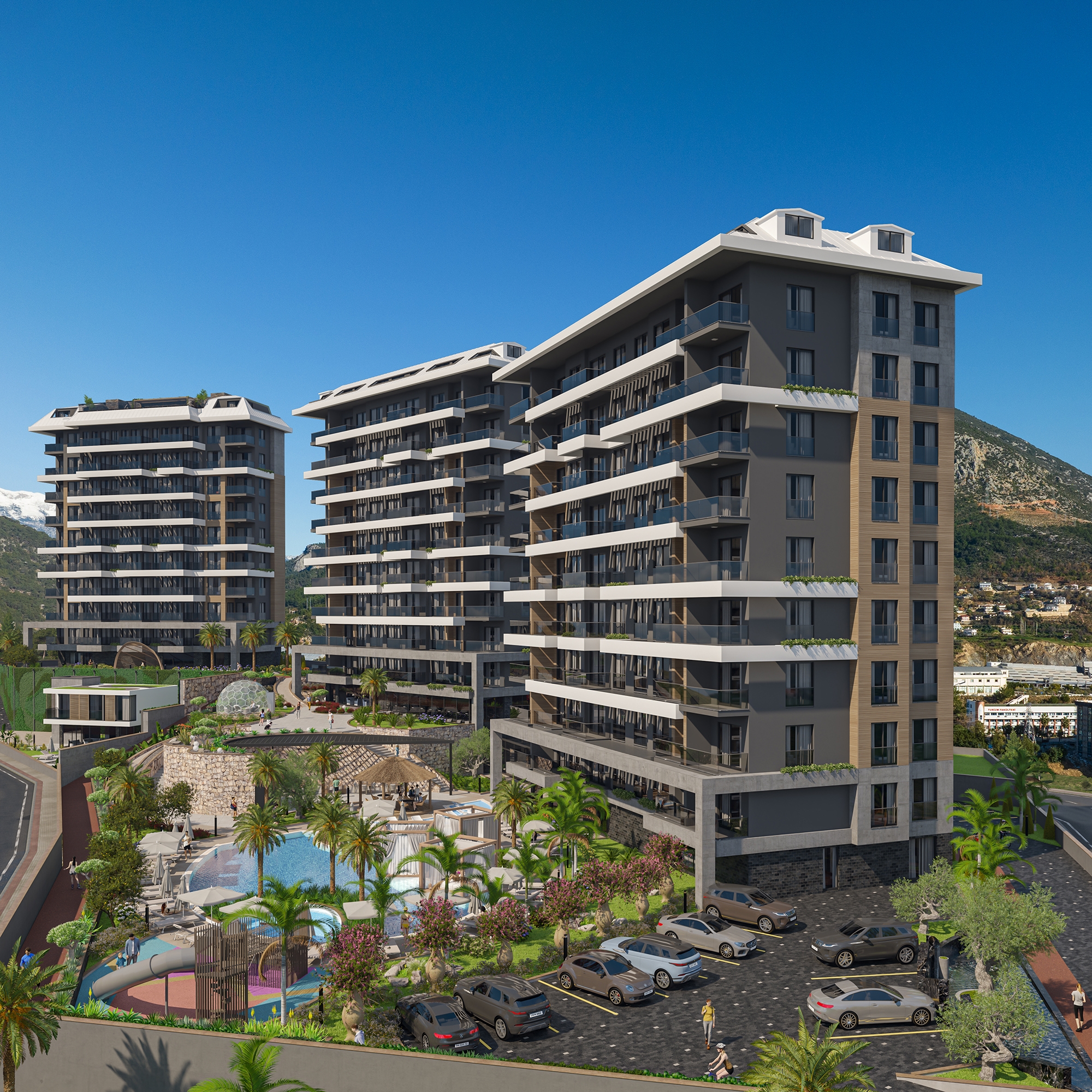 Luksuriøs 1+1 Lejlighed med Hav- og Slotsudsigt, Alanya-Kestel